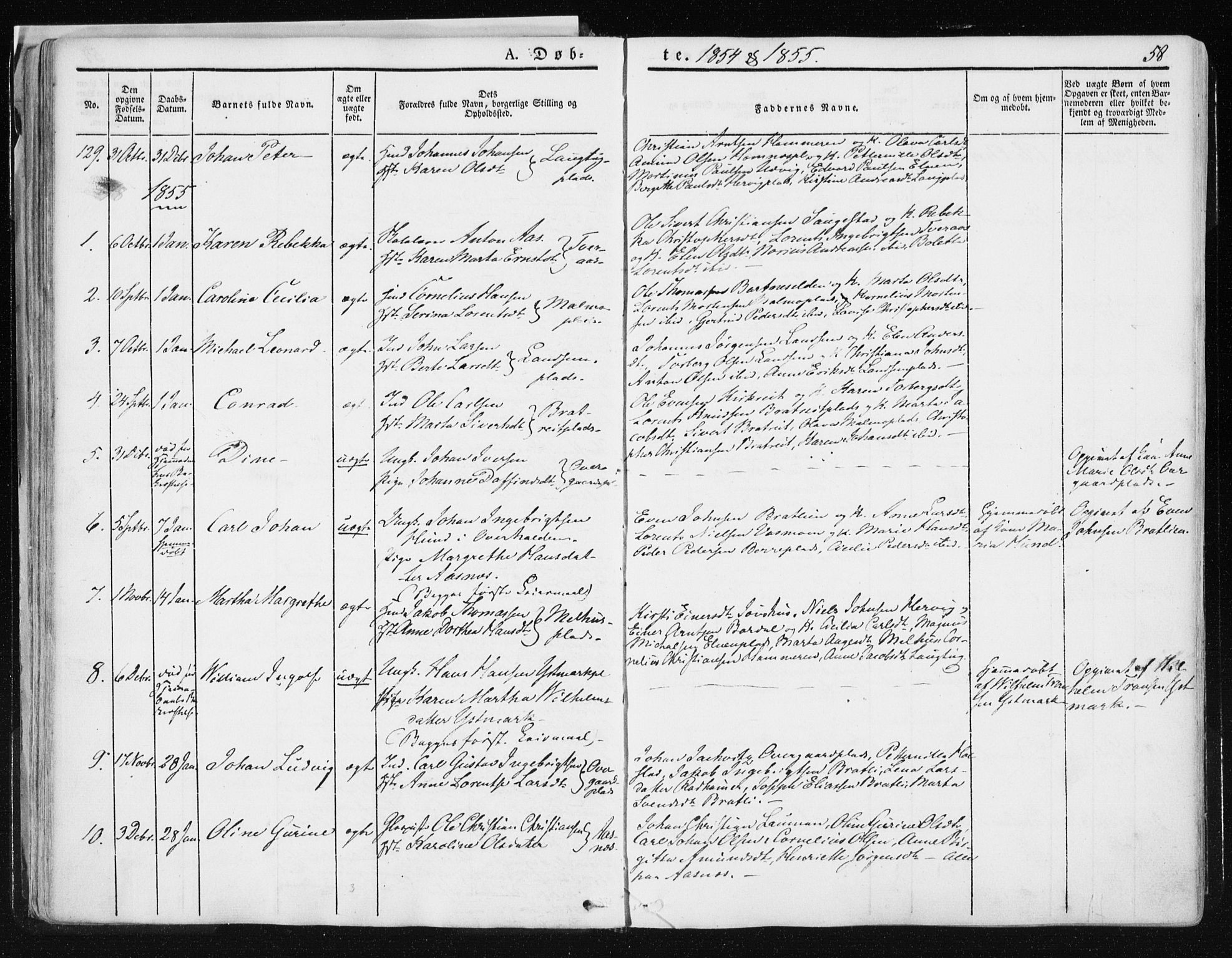 Ministerialprotokoller, klokkerbøker og fødselsregistre - Nord-Trøndelag, AV/SAT-A-1458/741/L0393: Parish register (official) no. 741A07, 1849-1863, p. 58