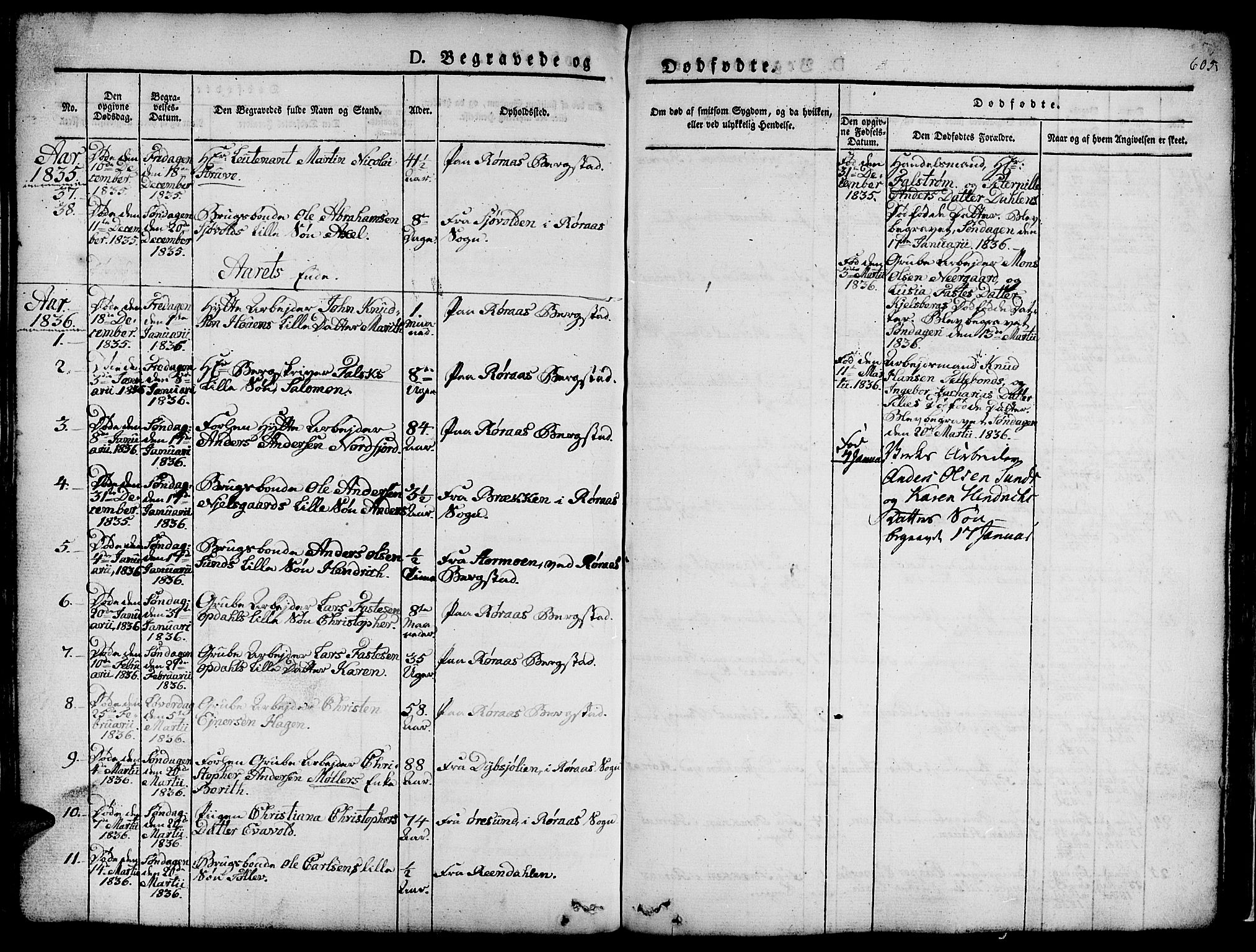 Ministerialprotokoller, klokkerbøker og fødselsregistre - Sør-Trøndelag, SAT/A-1456/681/L0939: Parish register (copy) no. 681C03, 1829-1855, p. 605