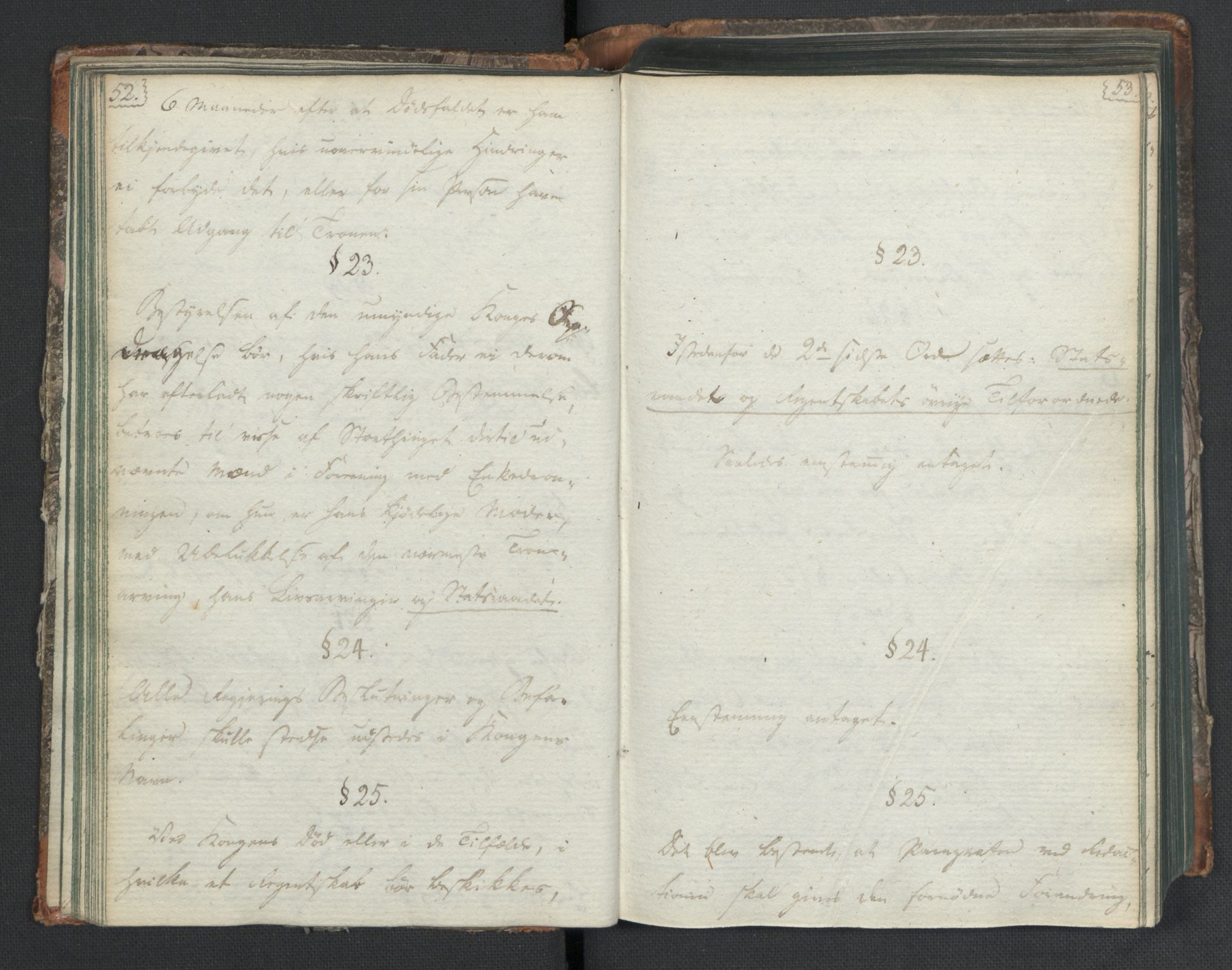 Manuskriptsamlingen, RA/EA-3667/H/L0021: Byfogd Gregers Winther Wulfbergs dagbok under Riksforsamlingen på Eidsvoll, 1814, p. 52-53