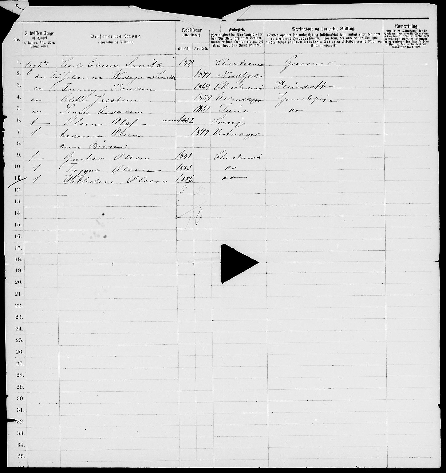 RA, 1885 census for 0301 Kristiania, 1885, p. 5556