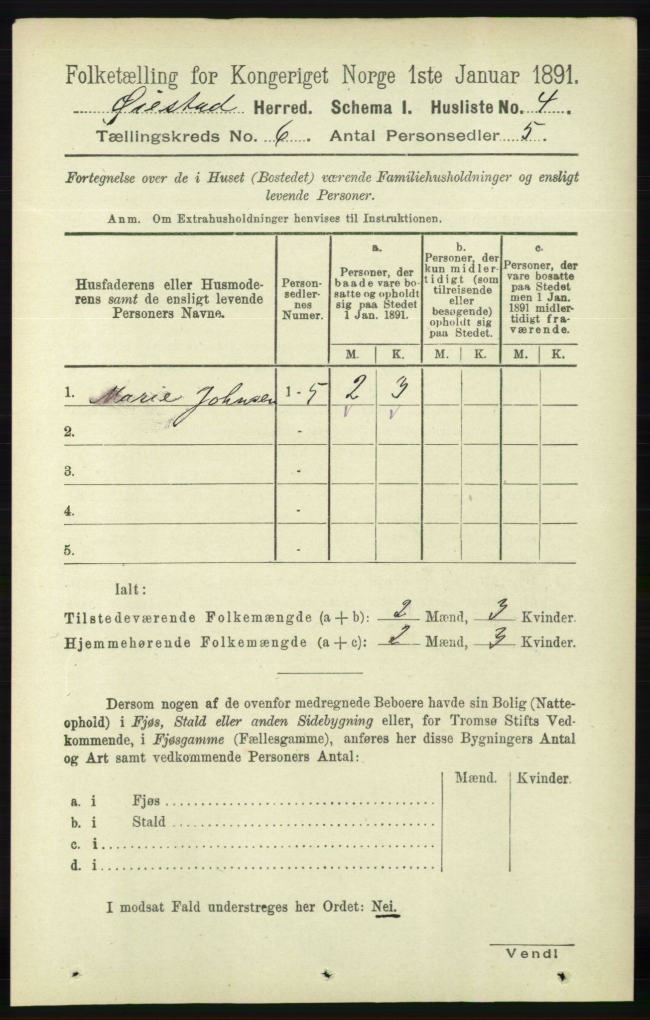 RA, 1891 census for 0920 Øyestad, 1891, p. 2056