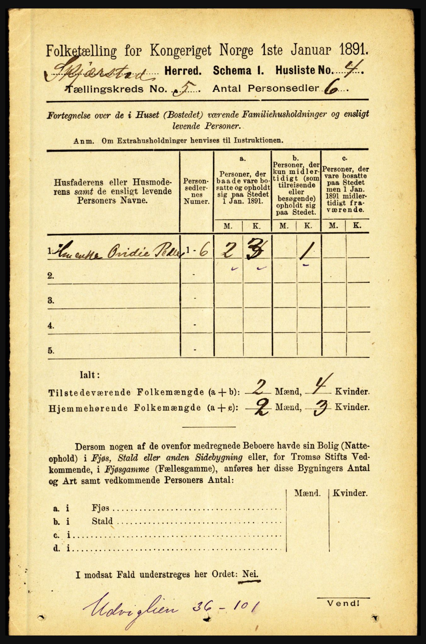 RA, 1891 census for 1842 Skjerstad, 1891, p. 1402