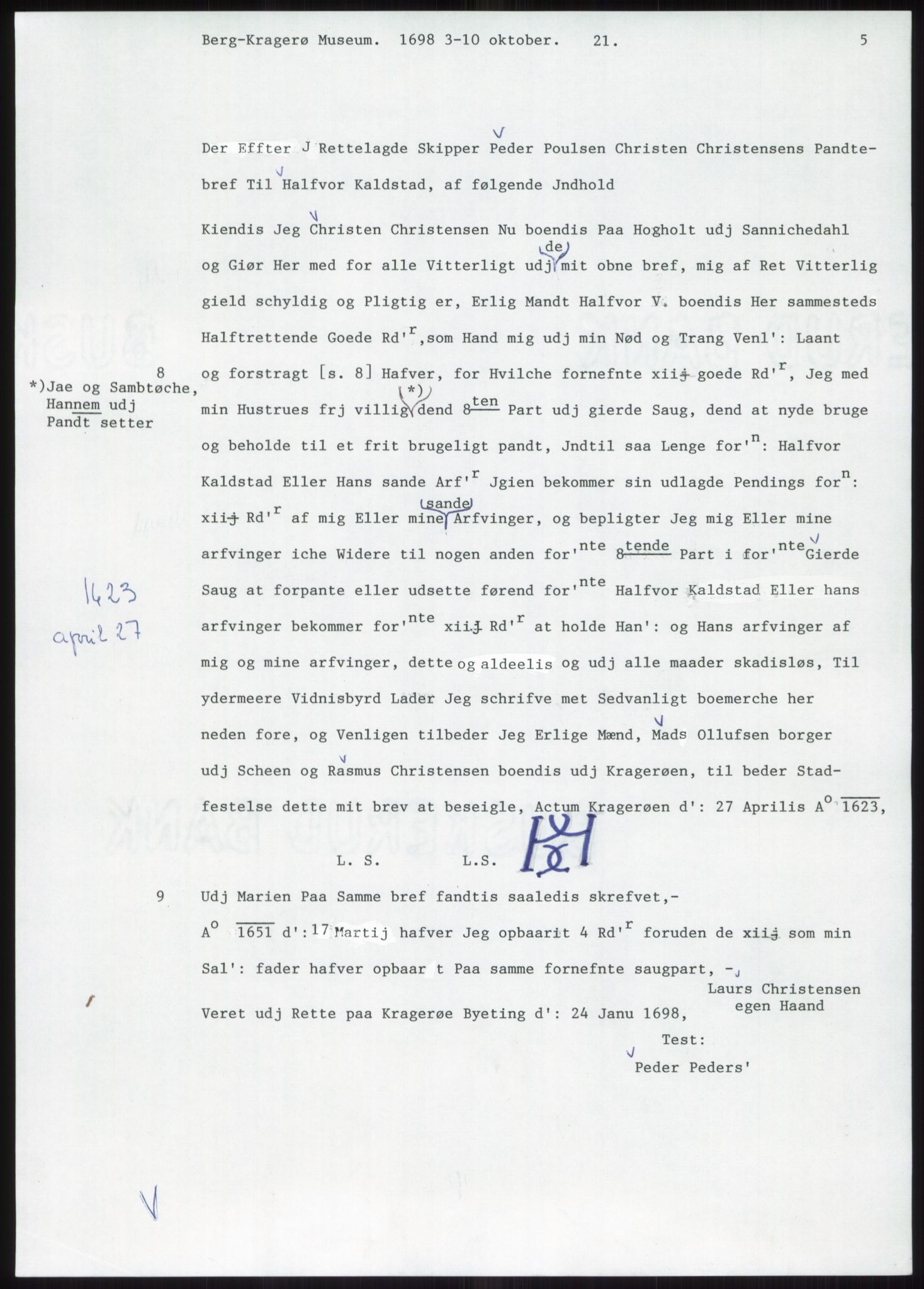 Samlinger til kildeutgivelse, Diplomavskriftsamlingen, AV/RA-EA-4053/H/Ha, p. 1429