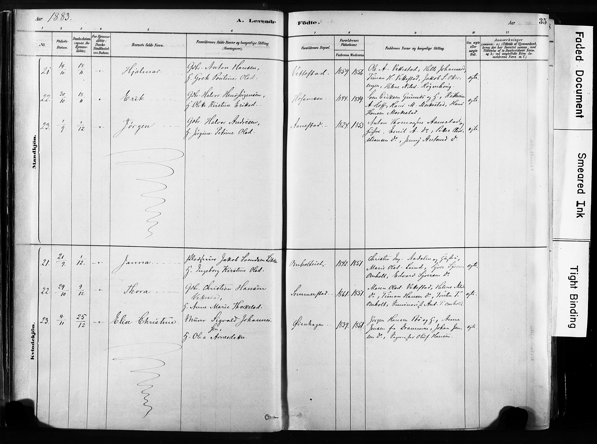 Sandsvær kirkebøker, SAKO/A-244/F/Fb/L0001: Parish register (official) no. II 1, 1878-1906, p. 35