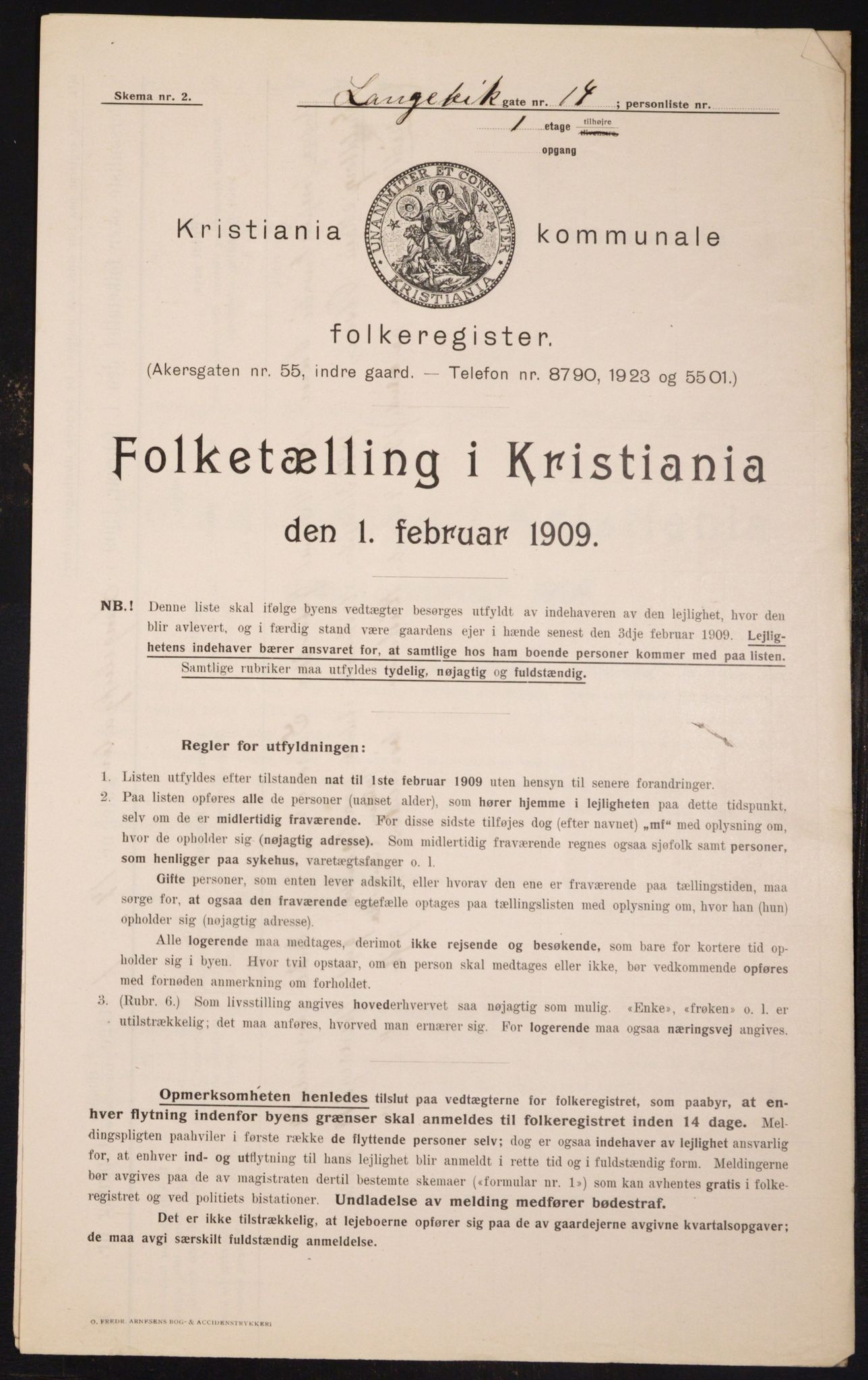 OBA, Municipal Census 1909 for Kristiania, 1909, p. 52072