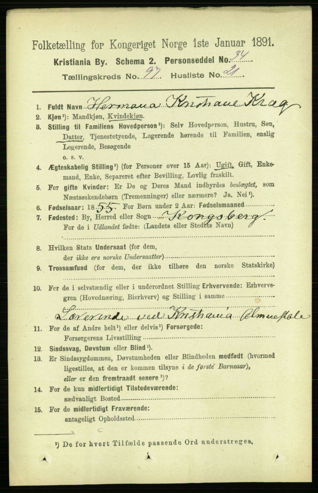 RA, 1891 census for 0301 Kristiania, 1891, p. 47535