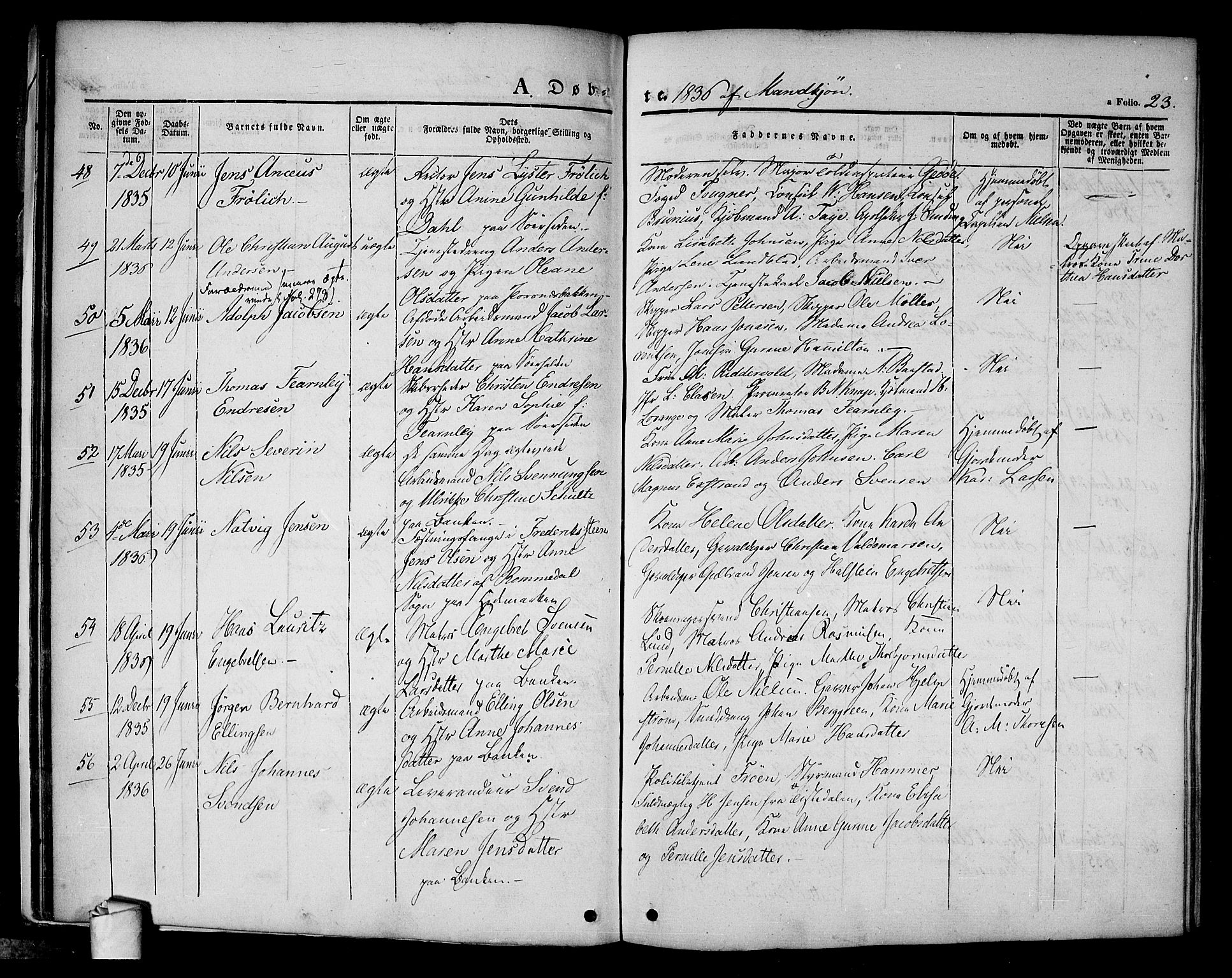 Halden prestekontor Kirkebøker, SAO/A-10909/F/Fa/L0005: Parish register (official) no. I 5, 1834-1845, p. 23