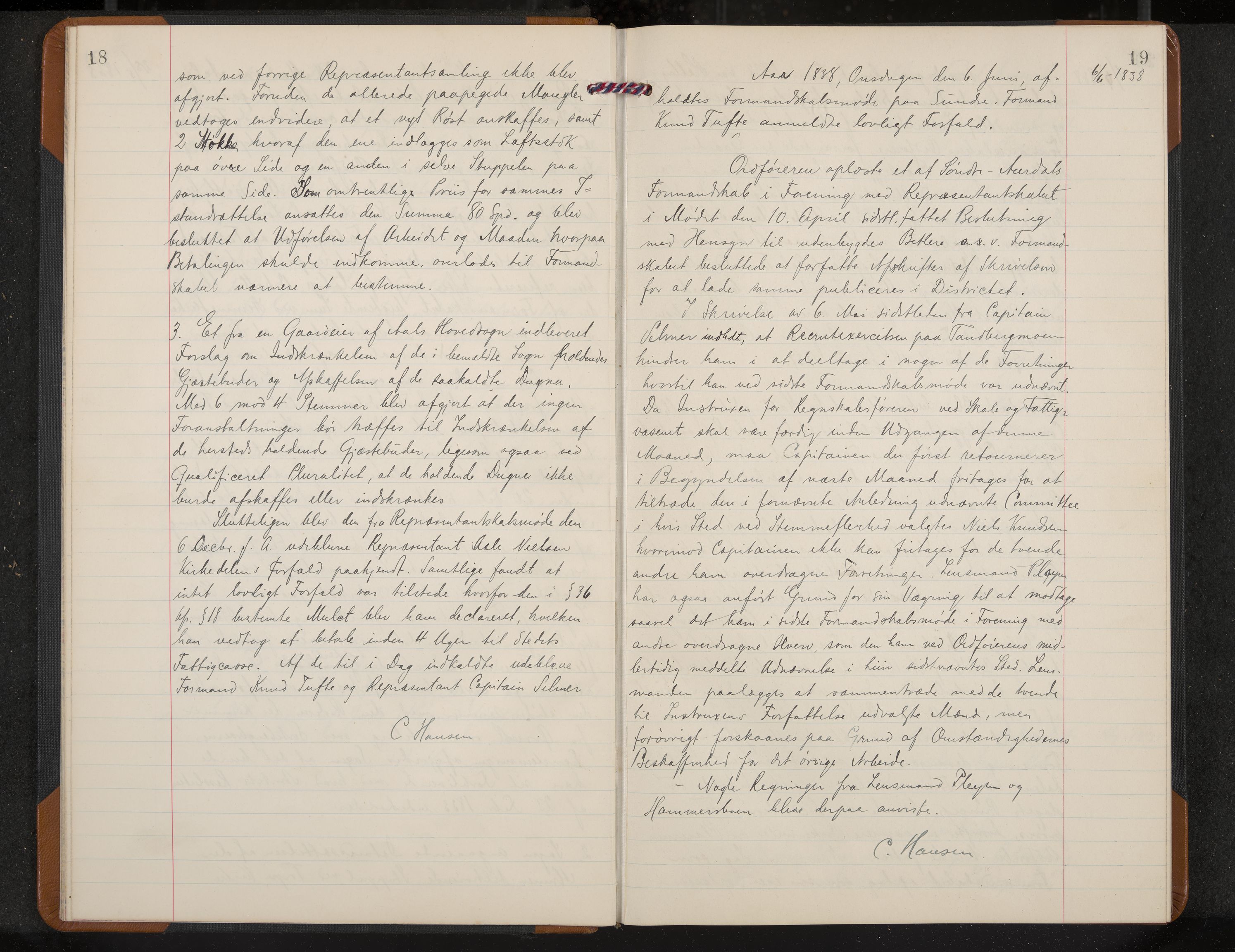 Ål formannskap og sentraladministrasjon, IKAK/0619021/A/Aa/L0001: Utskrift av møtebok, 1838-1845, p. 18-19