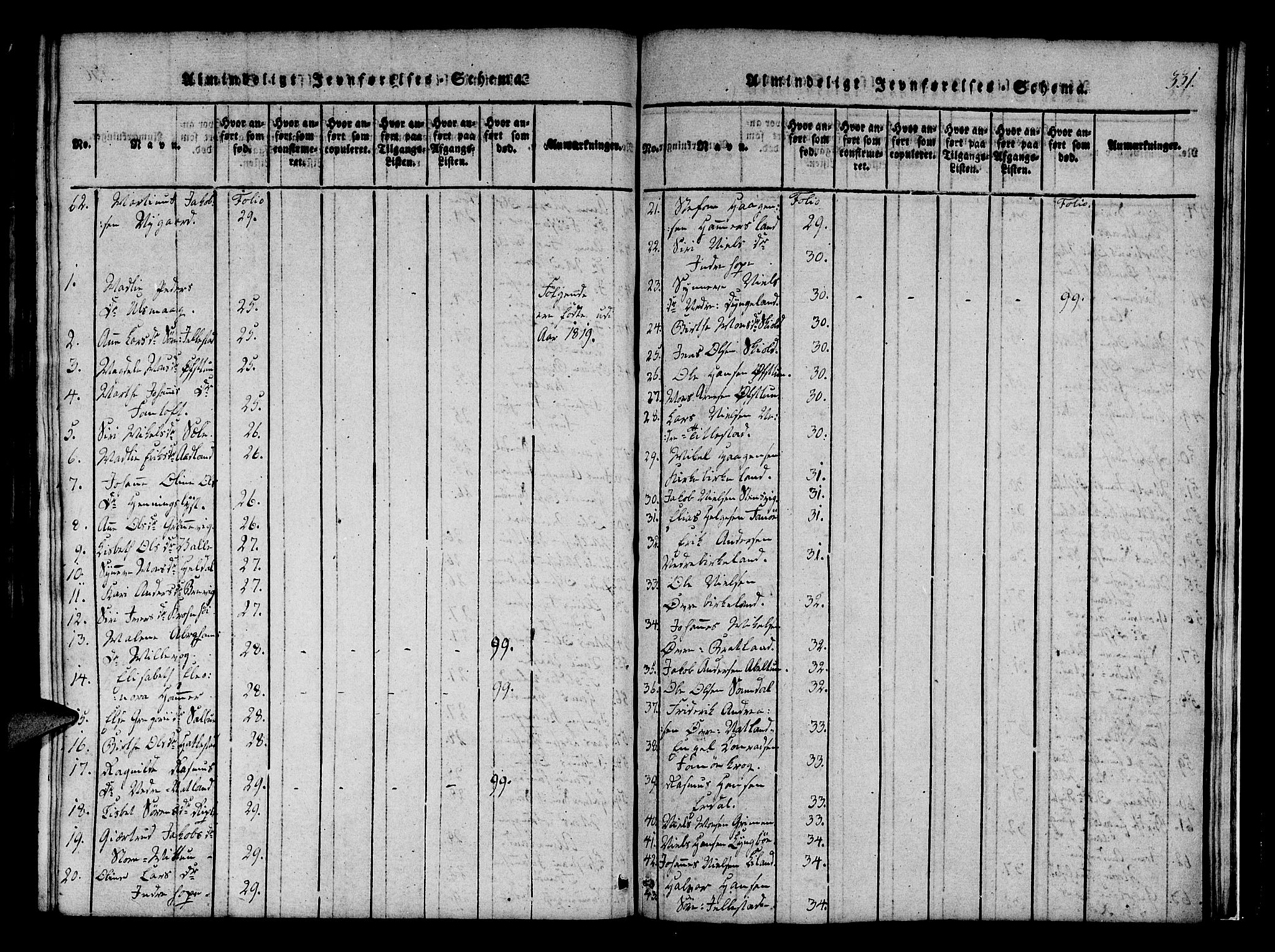 Fana Sokneprestembete, SAB/A-75101/H/Haa/Haaa/L0007: Parish register (official) no. A 7, 1816-1828, p. 331