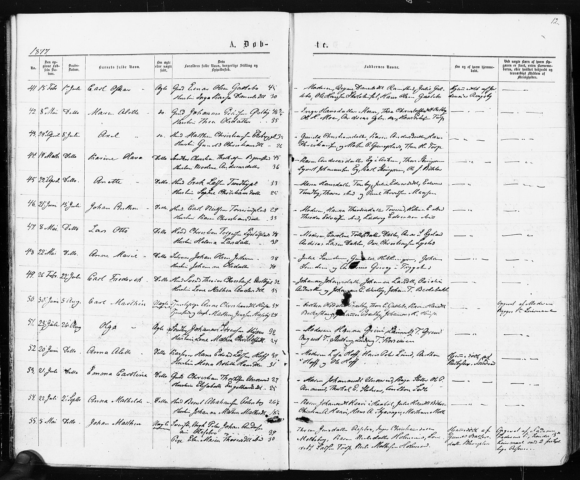 Spydeberg prestekontor Kirkebøker, SAO/A-10924/F/Fa/L0007: Parish register (official) no. I 7, 1875-1885, p. 12