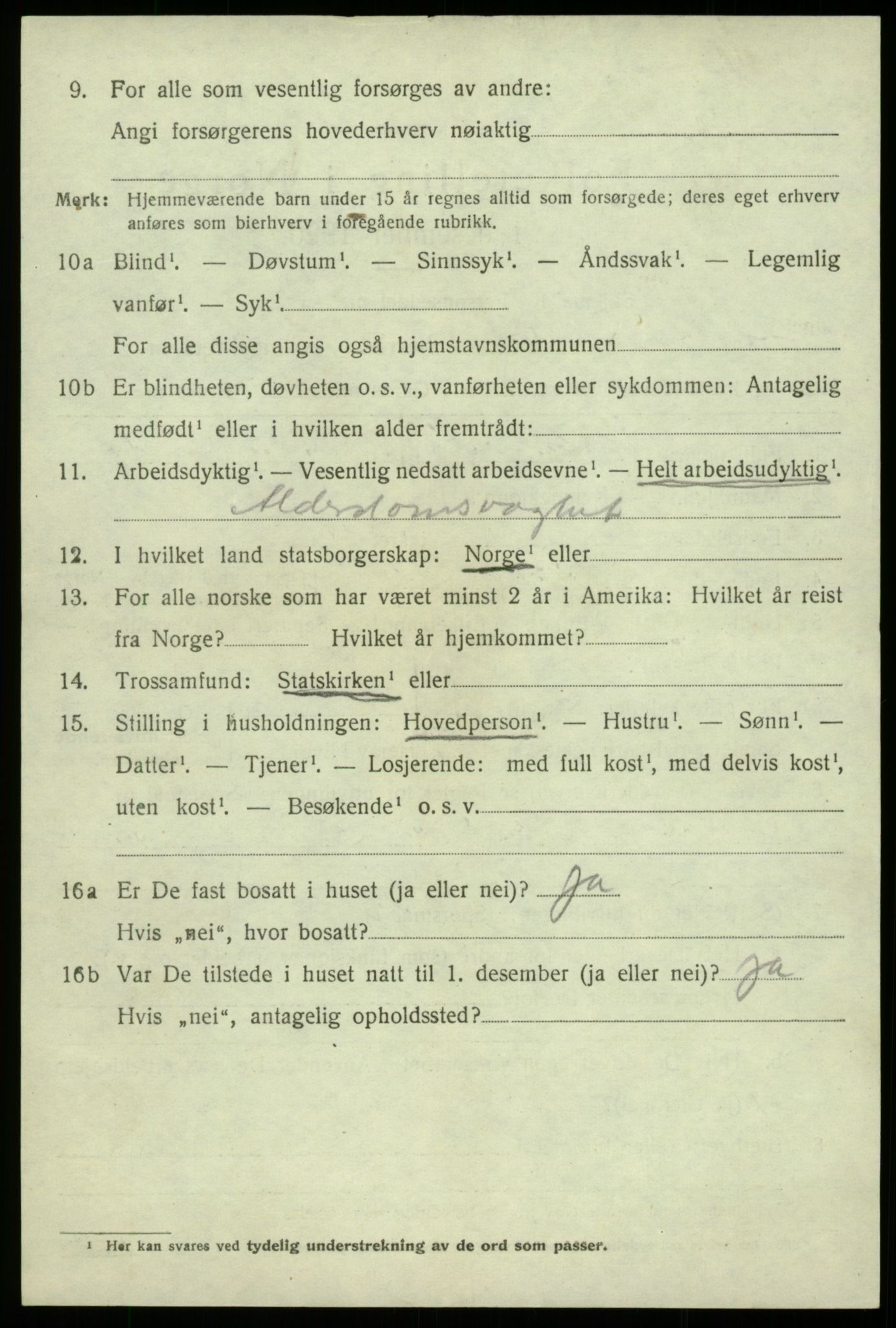 SAB, 1920 census for Hålandsdal, 1920, p. 1253