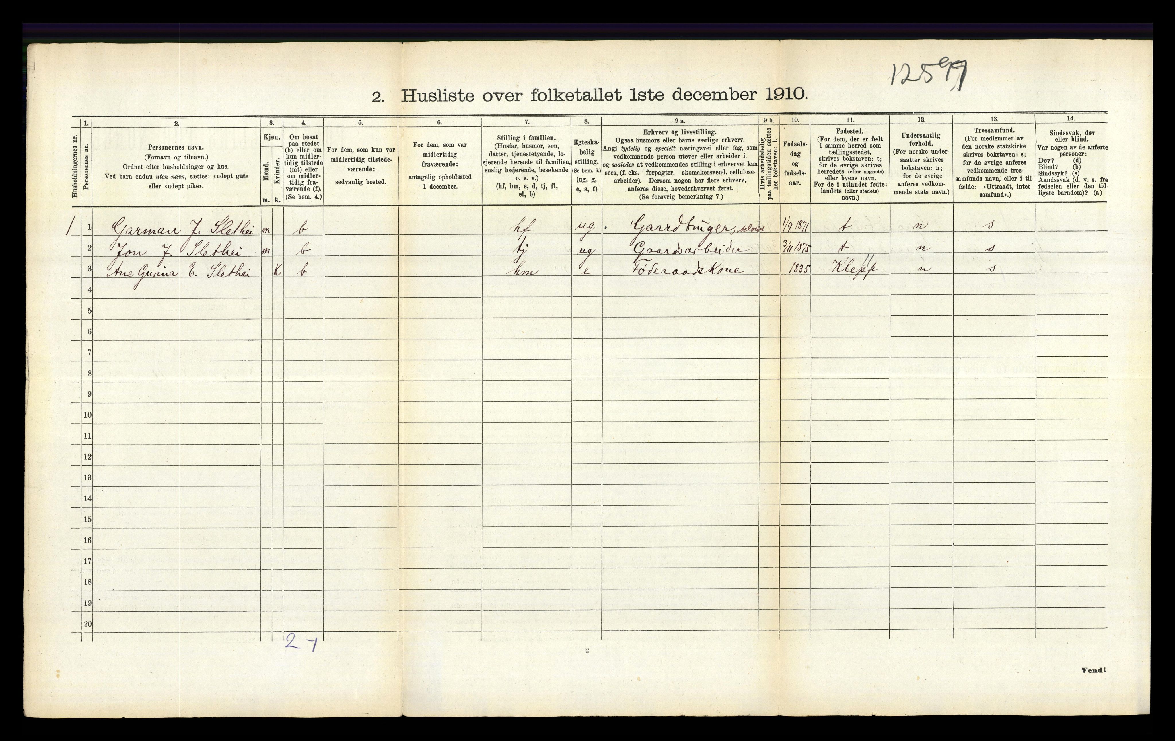 RA, 1910 census for Time, 1910, p. 180