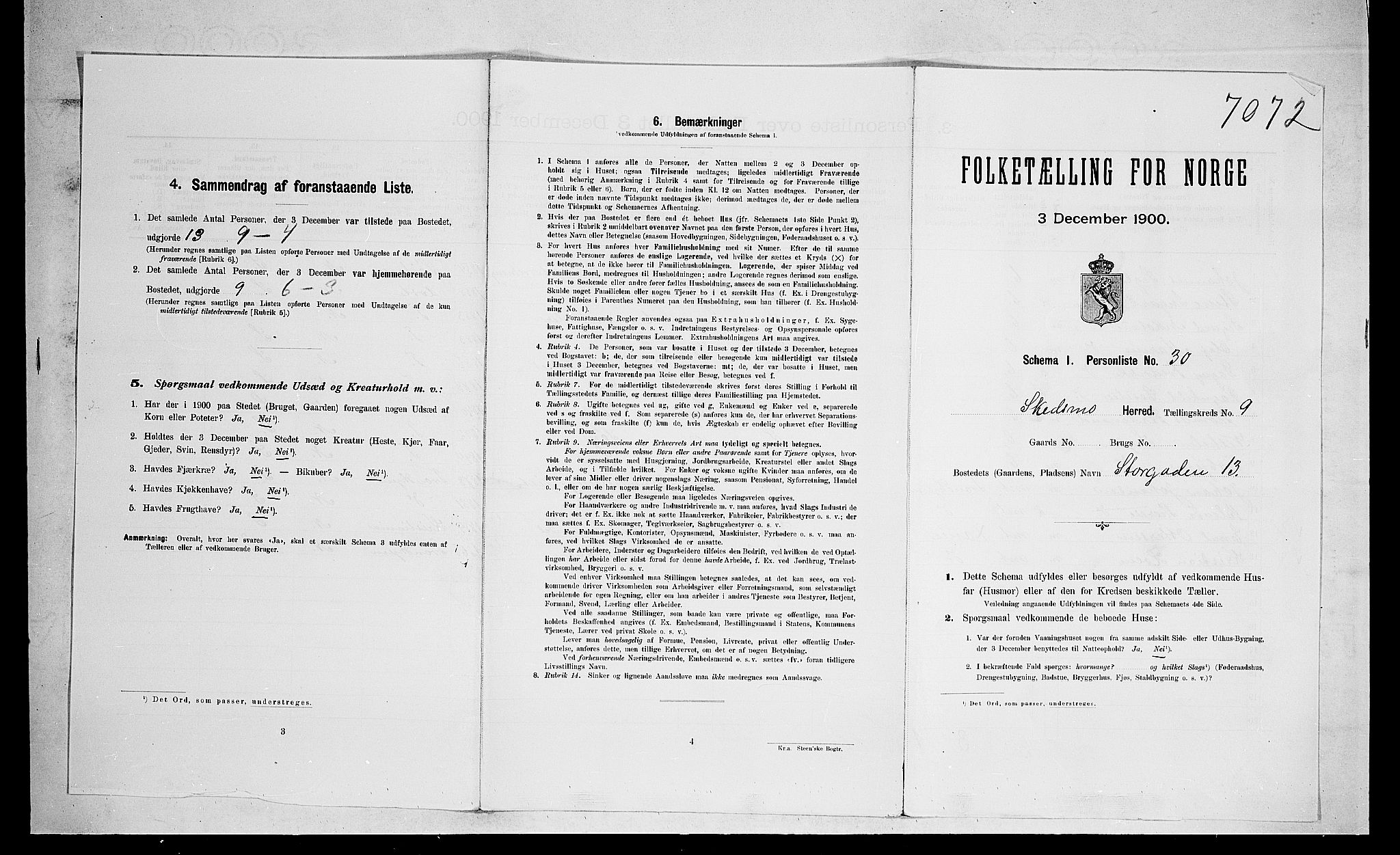 SAO, 1900 census for Skedsmo, 1900