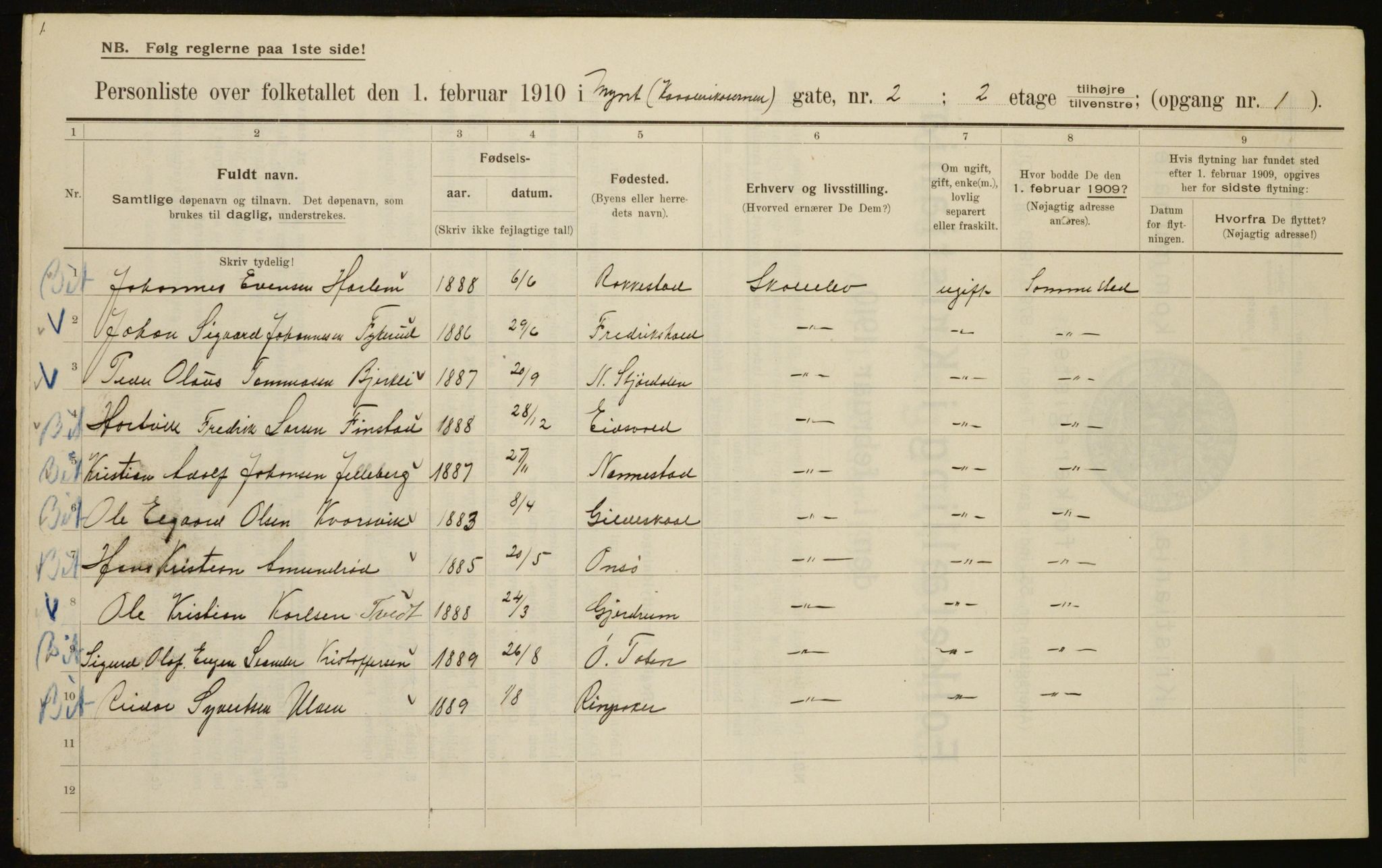 OBA, Municipal Census 1910 for Kristiania, 1910, p. 65976