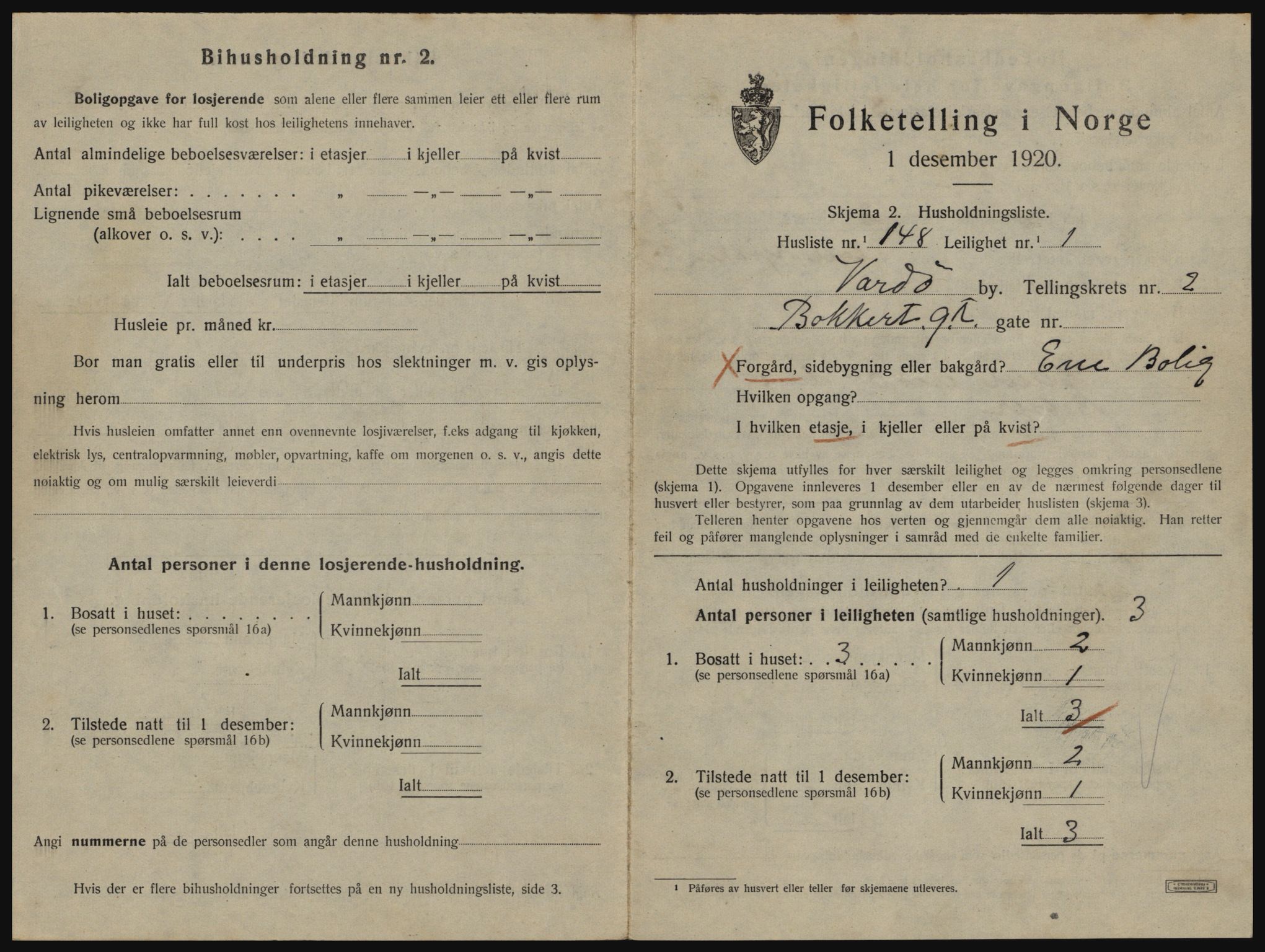 SATØ, 1920 census for Vardø, 1920, p. 2313