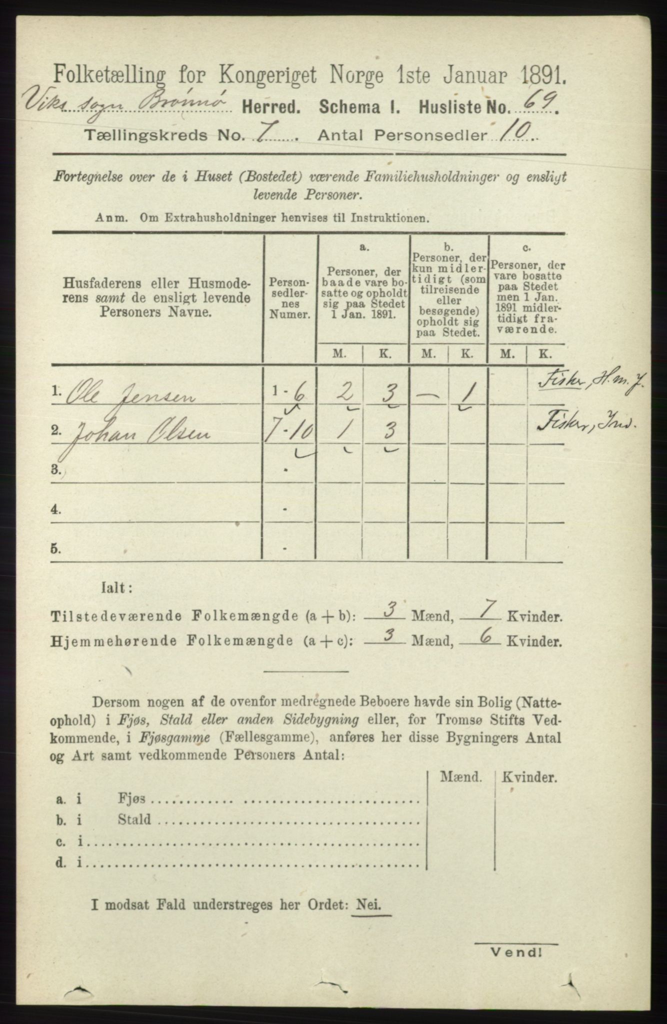 RA, 1891 census for 1814 Brønnøy, 1891, p. 3743