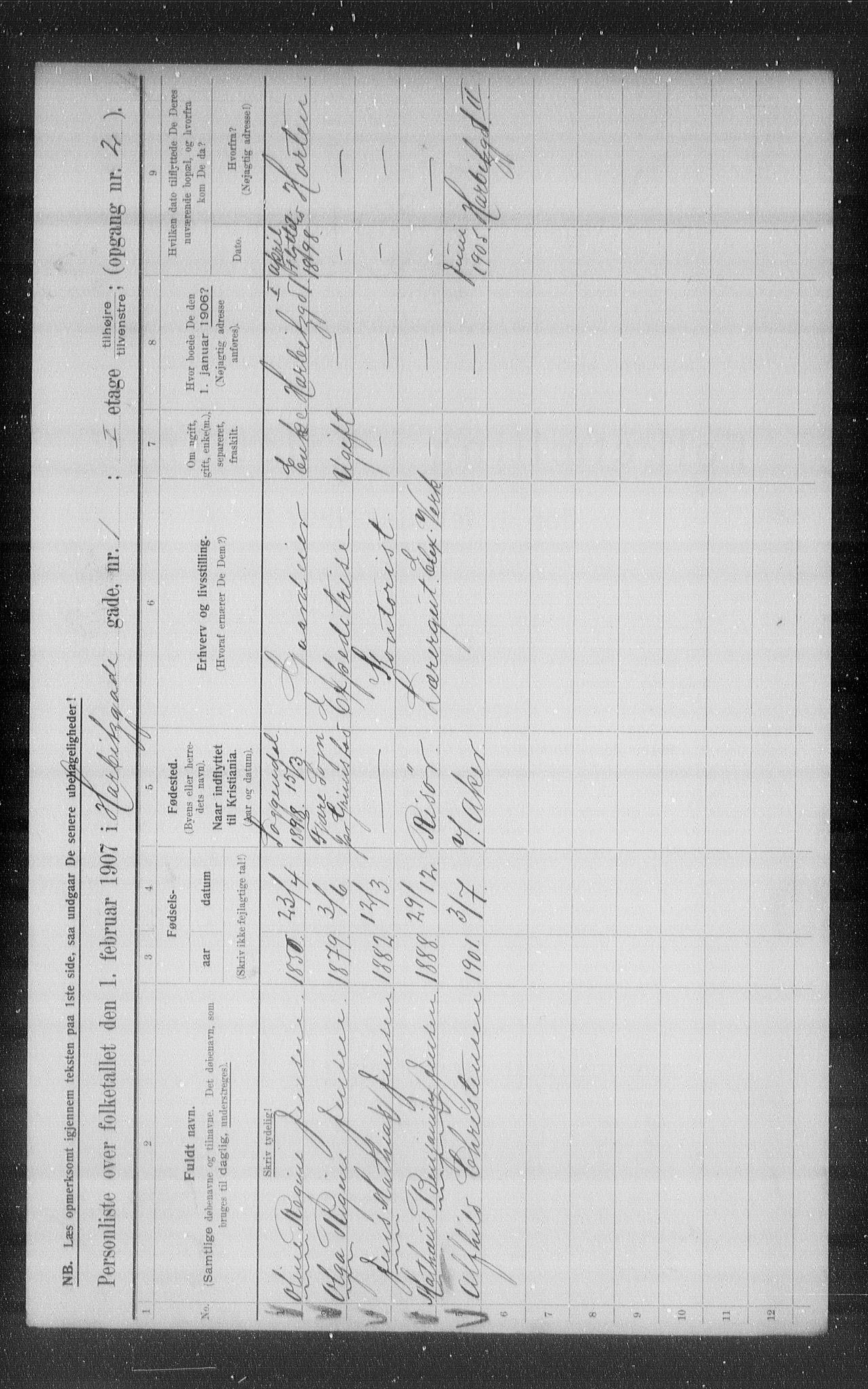 OBA, Municipal Census 1907 for Kristiania, 1907, p. 17969