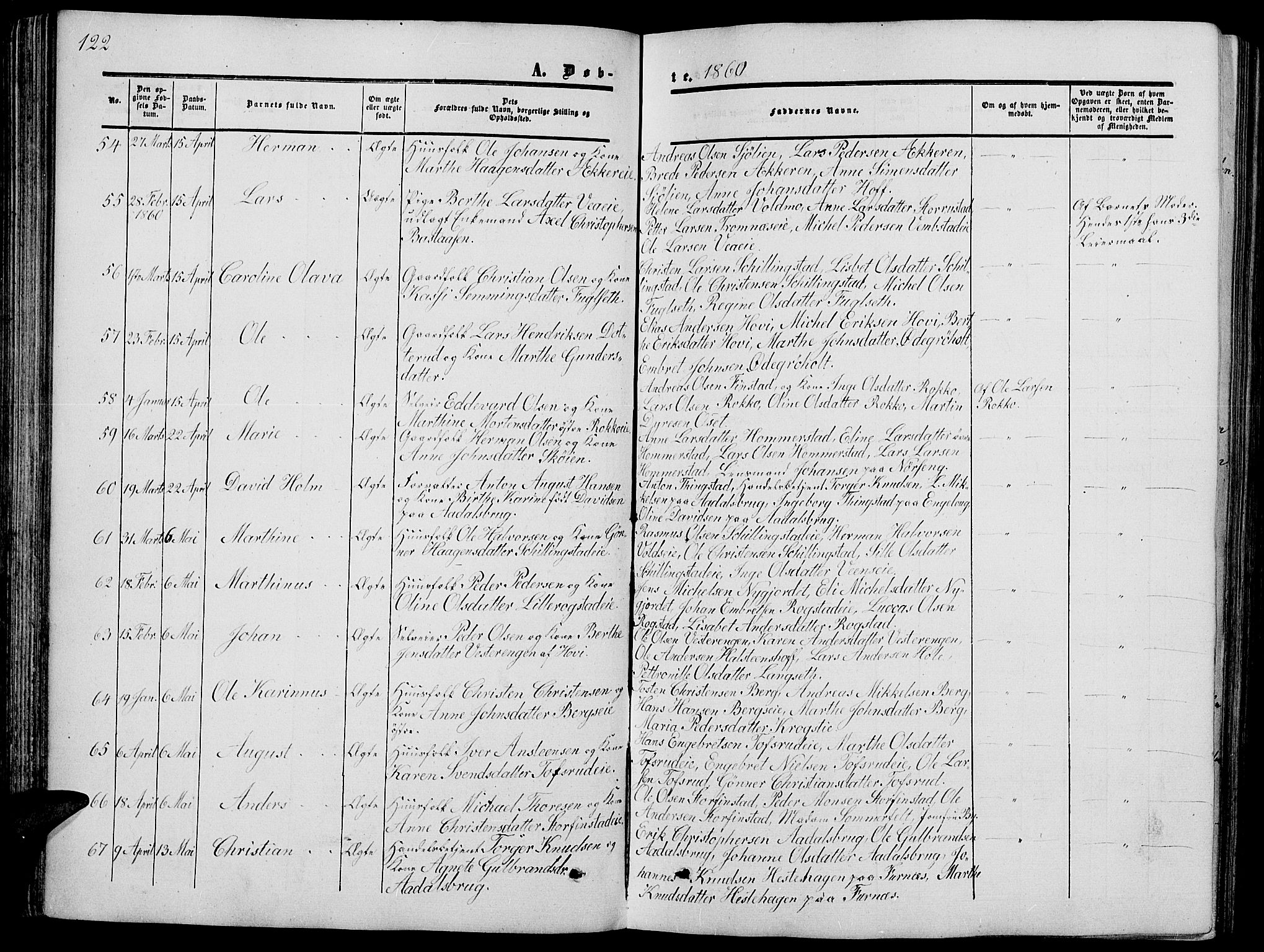 Løten prestekontor, AV/SAH-PREST-022/L/La/L0003: Parish register (copy) no. 3, 1850-1862, p. 122