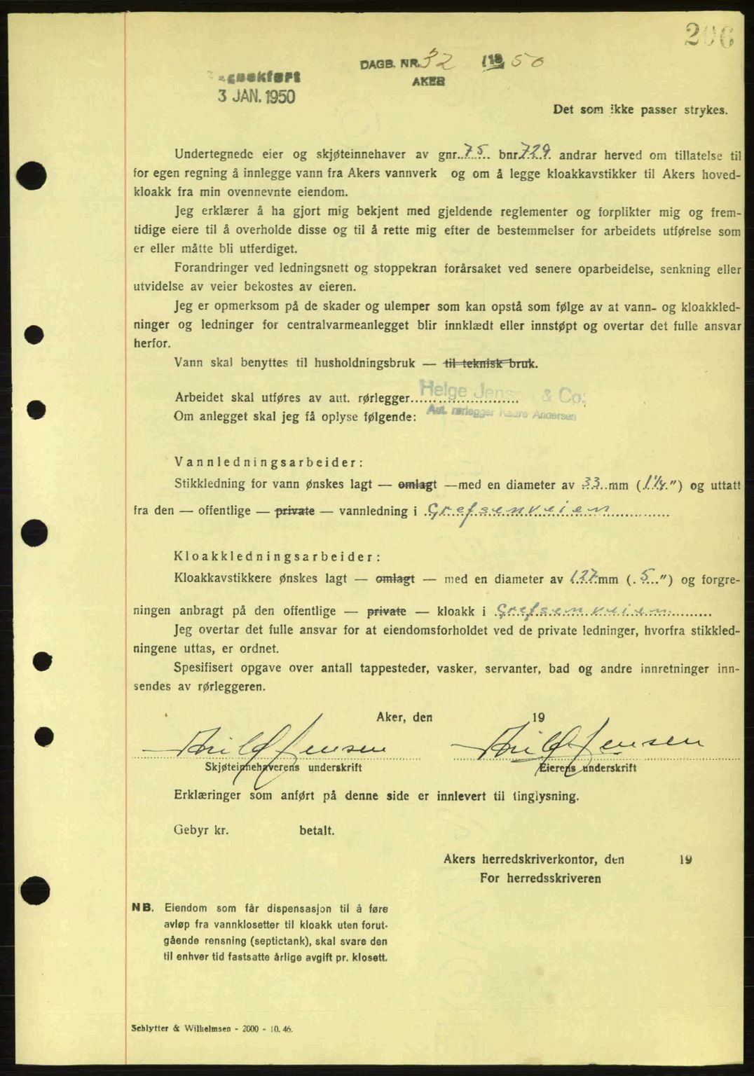 Oslo byskriverembete, AV/SAO-A-10227/G/Gb/Gbd/Gbda/L0017: Mortgage book no. A215, 1949-1950, Diary no: : 32/1950