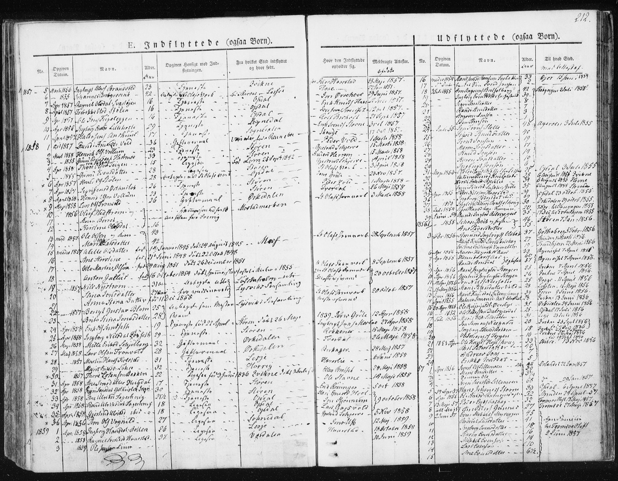 Ministerialprotokoller, klokkerbøker og fødselsregistre - Sør-Trøndelag, SAT/A-1456/674/L0869: Parish register (official) no. 674A01, 1829-1860, p. 212