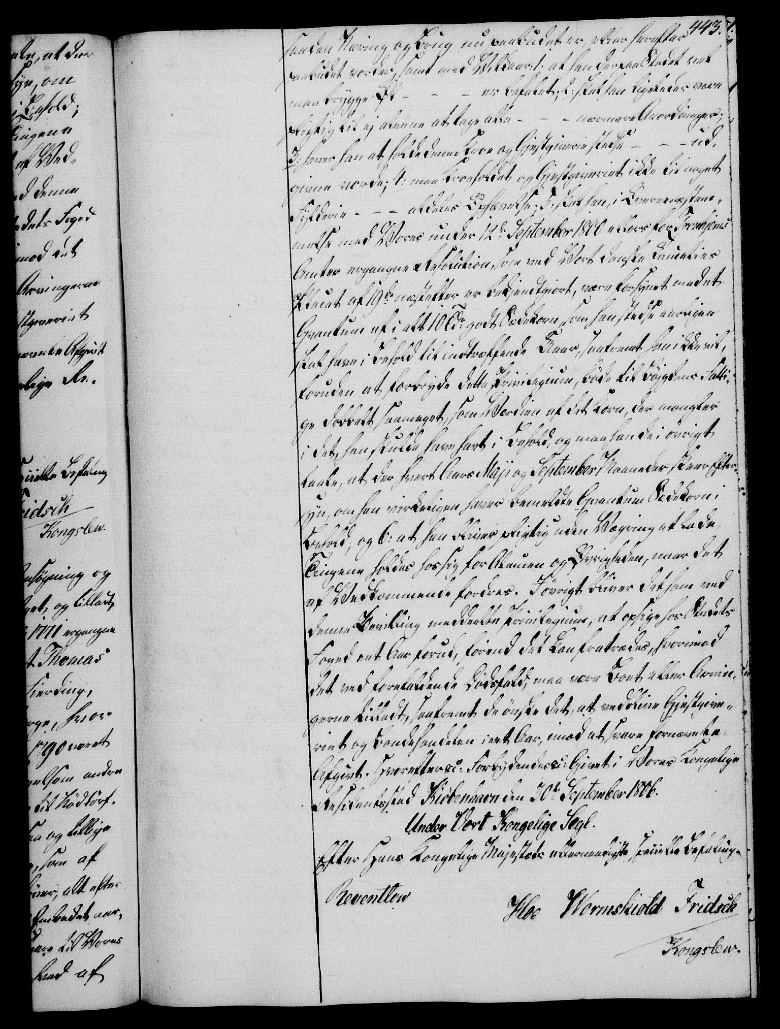 Rentekammeret, Kammerkanselliet, RA/EA-3111/G/Gg/Gga/L0018: Norsk ekspedisjonsprotokoll med register (merket RK 53.18), 1804-1806, p. 443