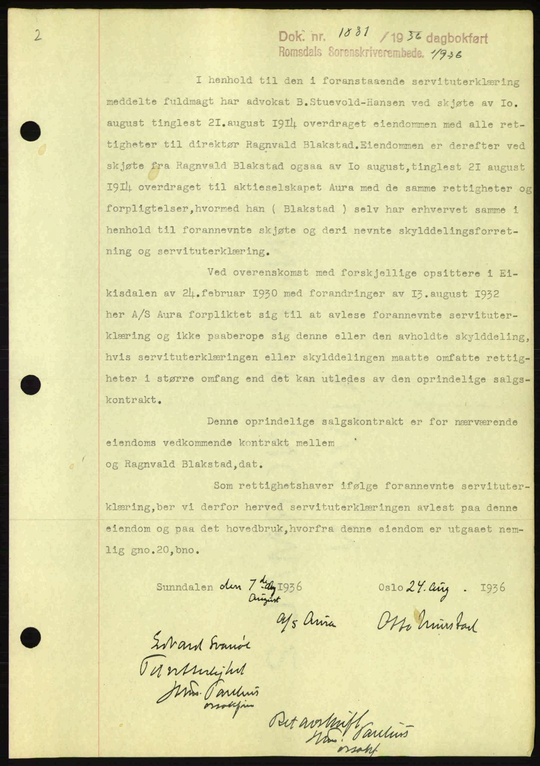 Romsdal sorenskriveri, AV/SAT-A-4149/1/2/2C: Mortgage book no. C1a, 1936-1945, Diary no: : 1881/1936