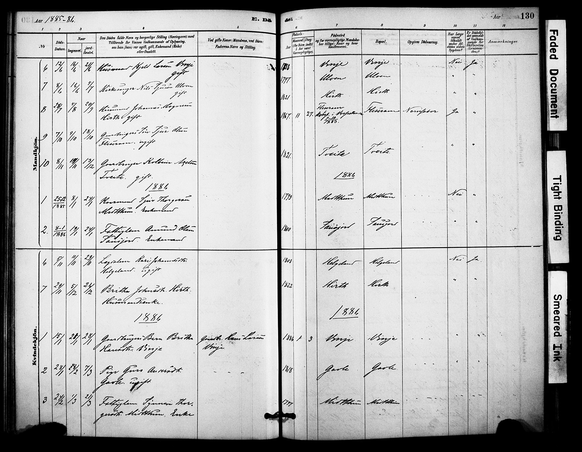 Vossestrand Sokneprestembete, SAB/A-79101/H/Haa: Parish register (official) no. C 1, 1878-1903, p. 130