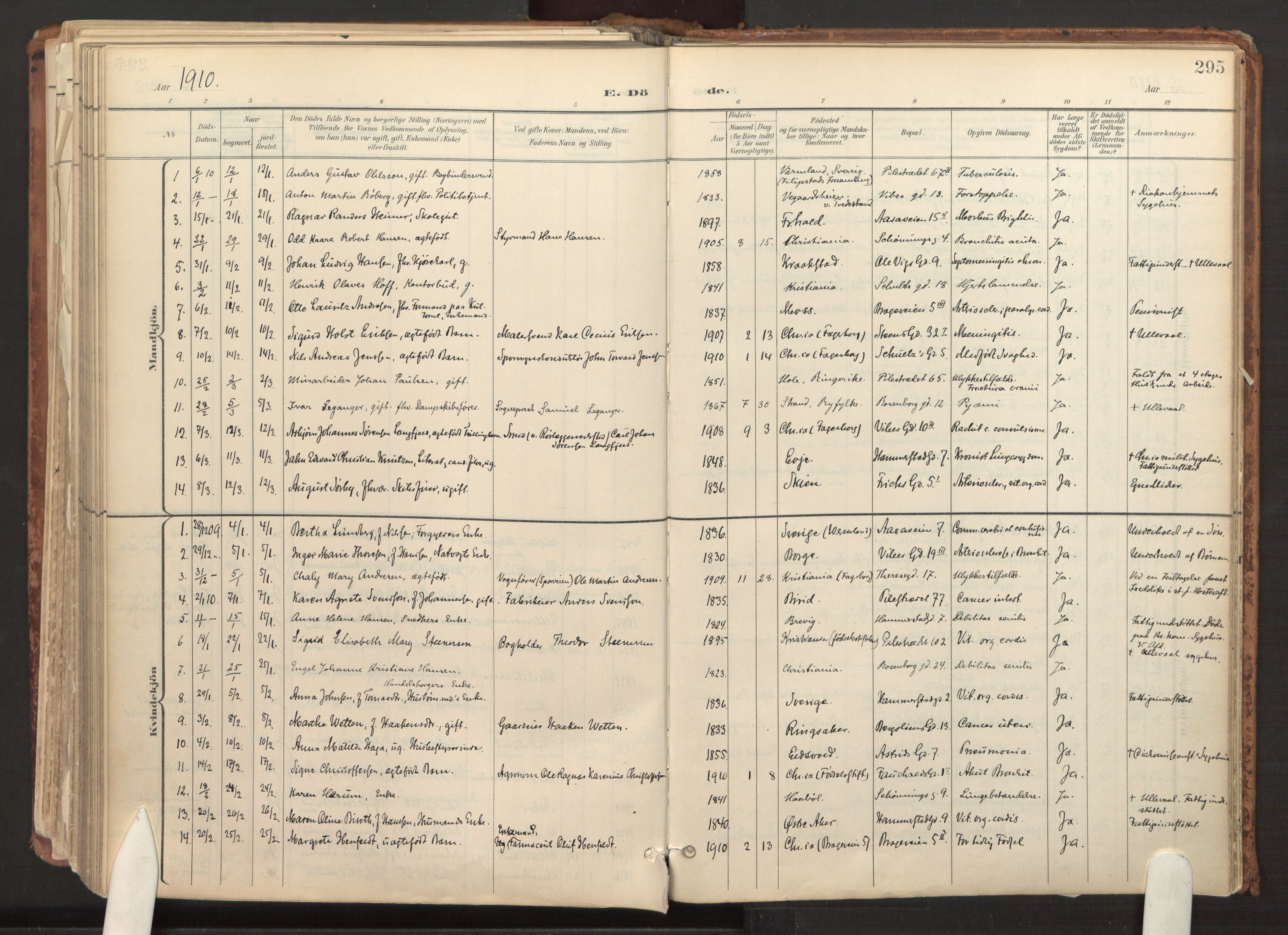 Fagerborg prestekontor Kirkebøker, AV/SAO-A-10844/F/Fa/L0003: Parish register (official) no. 3, 1898-1916, p. 295