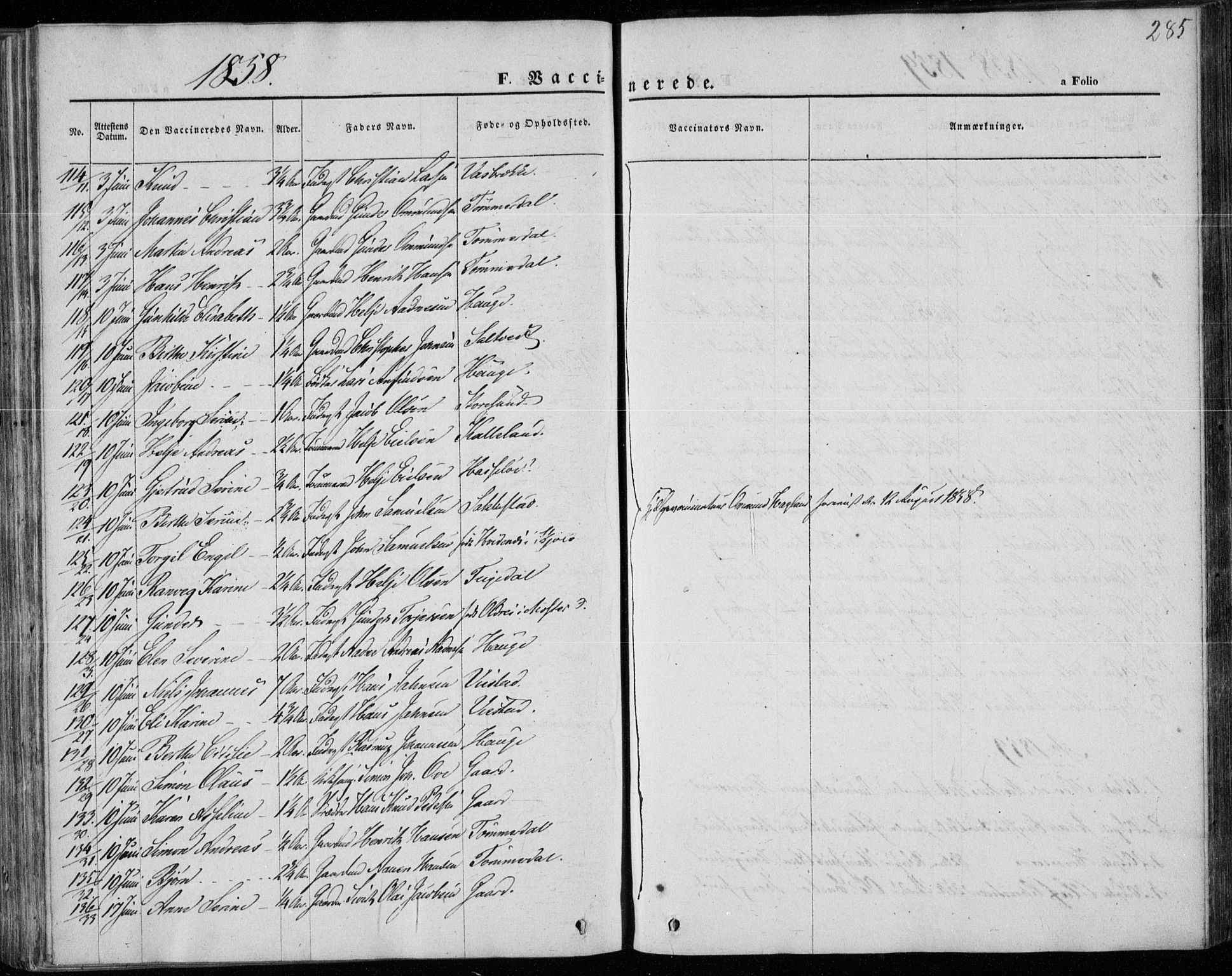 Torvastad sokneprestkontor, AV/SAST-A -101857/H/Ha/Haa/L0011: Parish register (official) no. A 11, 1857-1866, p. 285