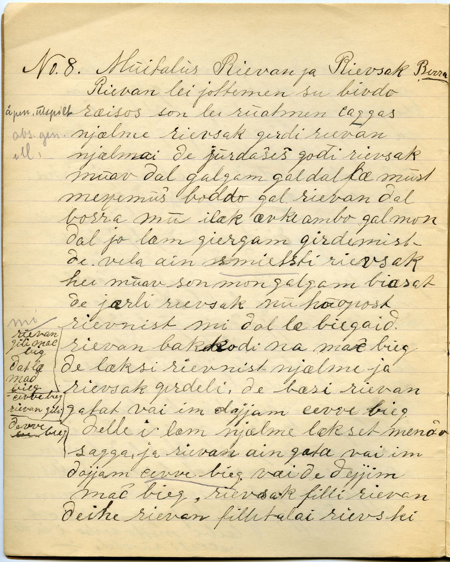 Johan Beronkas testamentariske gave, FMFB/A-1098/G/L0020: Notatbok om Nesseby–lappisk / Nesseby-dialekten (5 stykker), p. 81