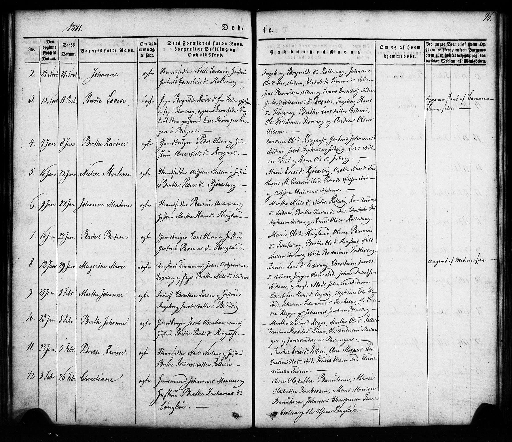 Askøy Sokneprestembete, SAB/A-74101/H/Ha/Haa/Haaa/L0005: Parish register (official) no. A 5, 1836-1852, p. 96