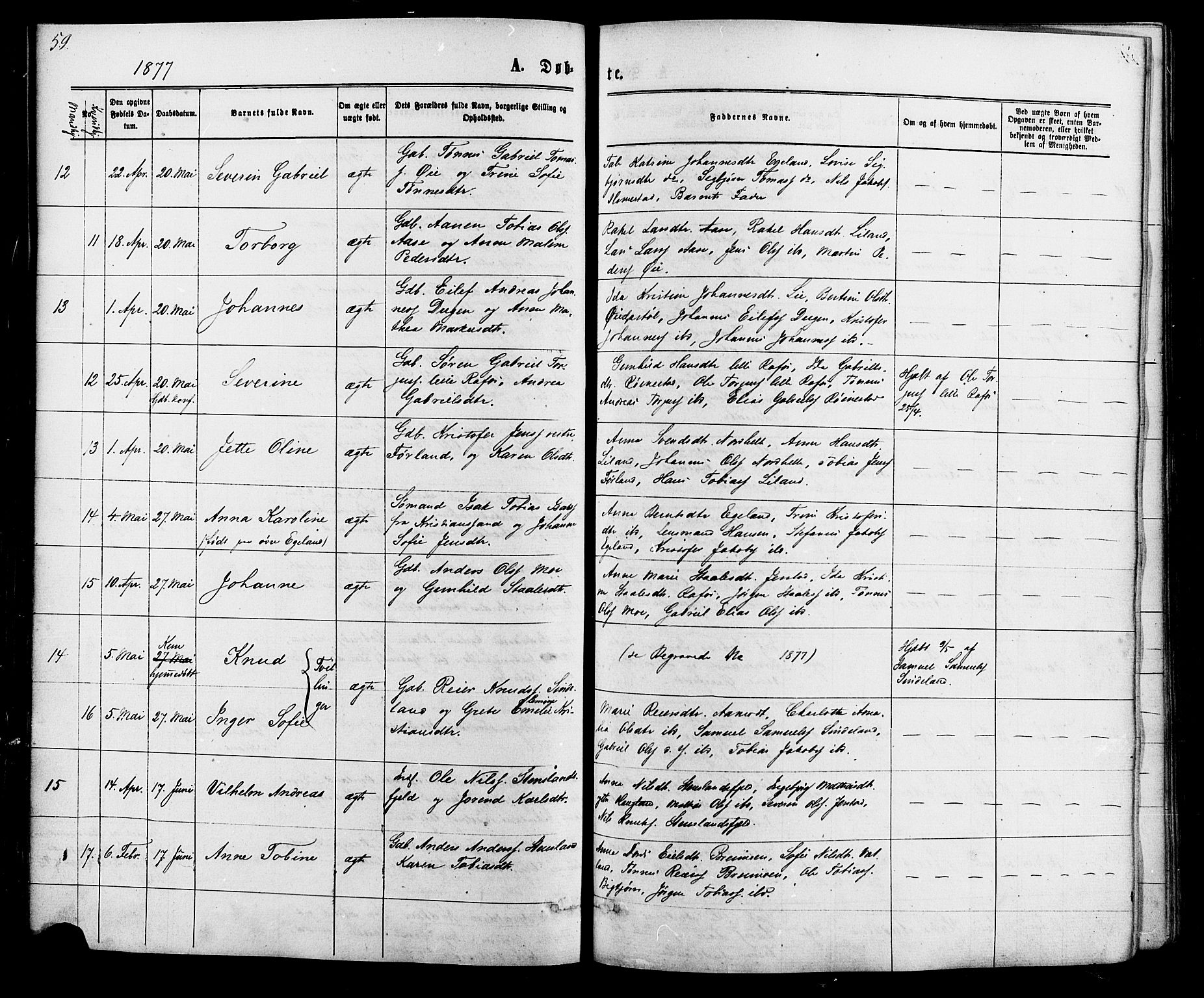 Kvinesdal sokneprestkontor, SAK/1111-0026/F/Fa/Fab/L0007: Parish register (official) no. A 7, 1870-1885, p. 59