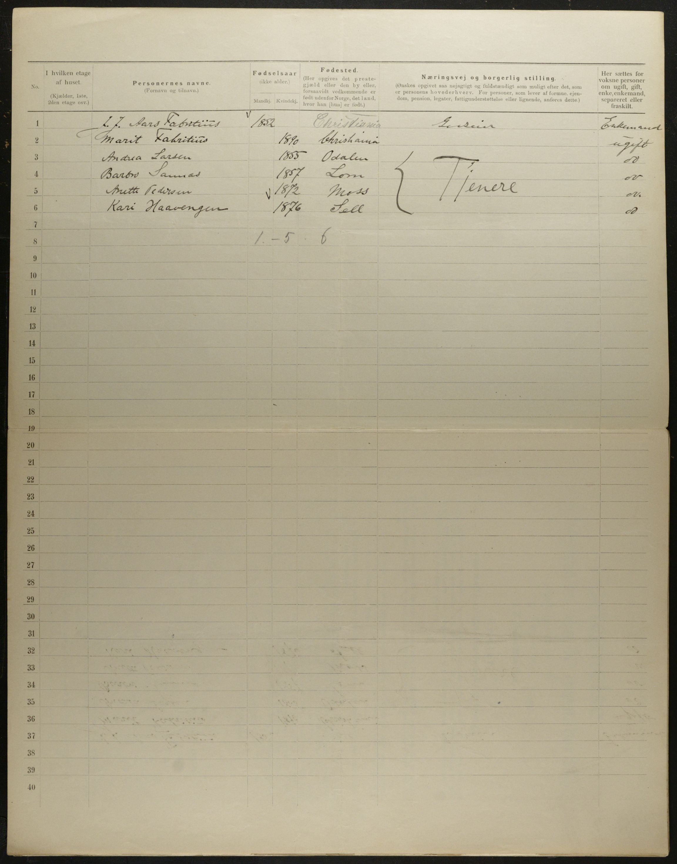 OBA, Municipal Census 1901 for Kristiania, 1901, p. 6922