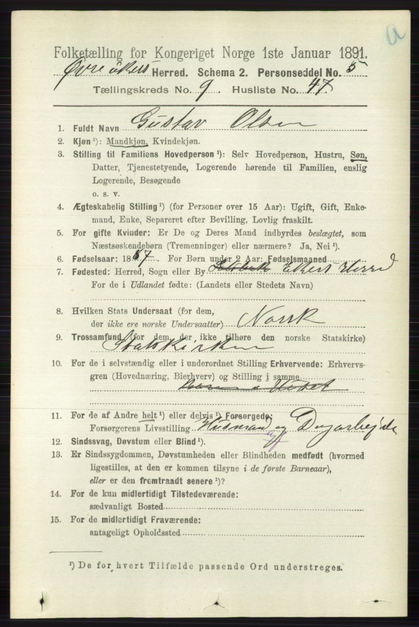 RA, 1891 census for 0624 Øvre Eiker, 1891, p. 3902