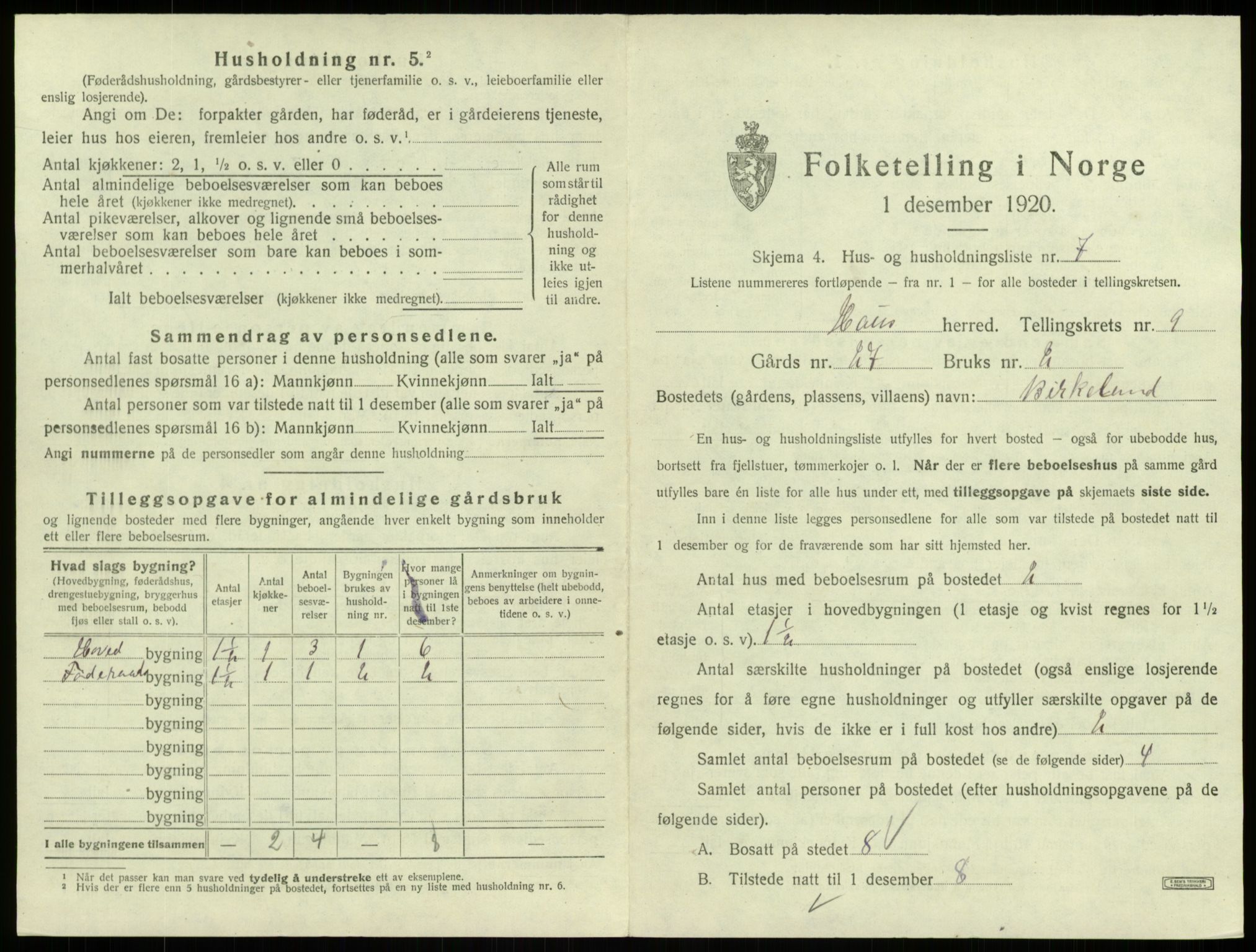 SAB, 1920 census for Haus, 1920, p. 655