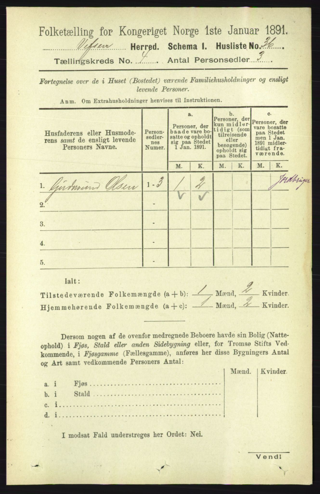 RA, 1891 census for 1824 Vefsn, 1891, p. 1598