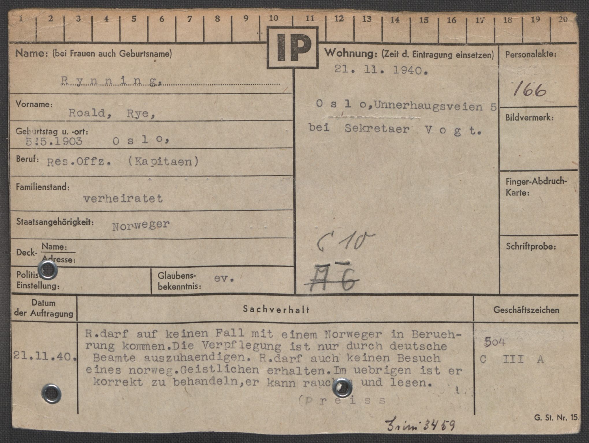 Befehlshaber der Sicherheitspolizei und des SD, AV/RA-RAFA-5969/E/Ea/Eaa/L0009: Register over norske fanger i Møllergata 19: Ru-Sy, 1940-1945, p. 106