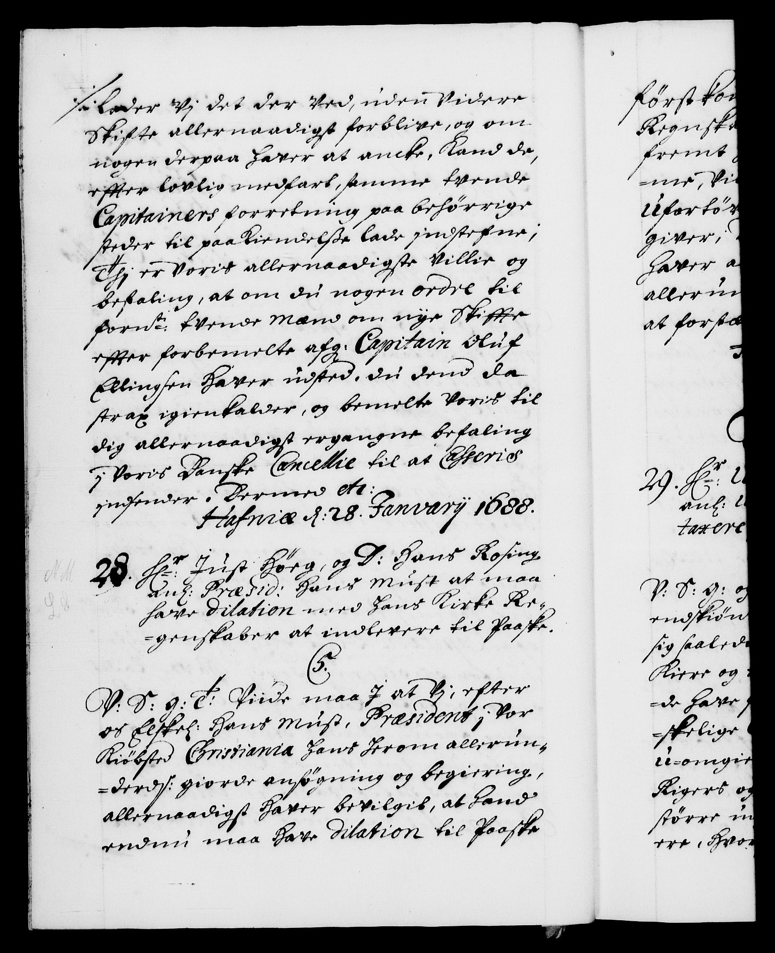 Danske Kanselli 1572-1799, AV/RA-EA-3023/F/Fc/Fca/Fcab/L0014: Norske tegnelser (mikrofilm), 1688-1691, p. 17b