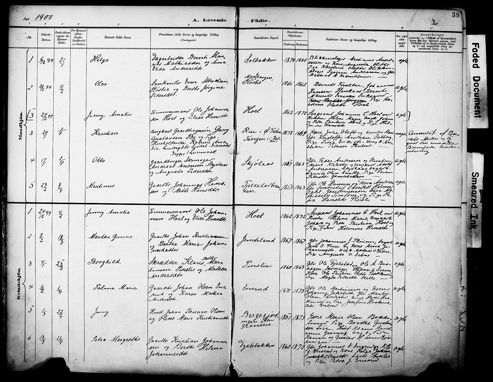 Vestre Toten prestekontor, SAH/PREST-108/H/Ha/Haa/L0013: Parish register (official) no. 13, 1895-1911, p. 39