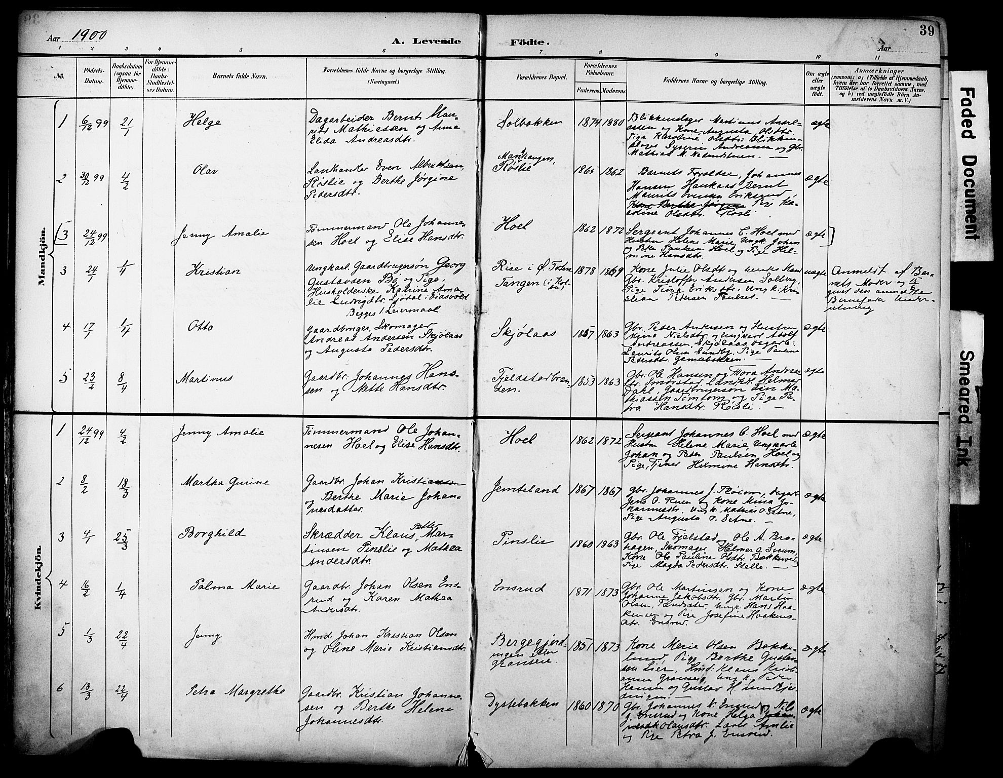 Vestre Toten prestekontor, AV/SAH-PREST-108/H/Ha/Haa/L0013: Parish register (official) no. 13, 1895-1911, p. 39