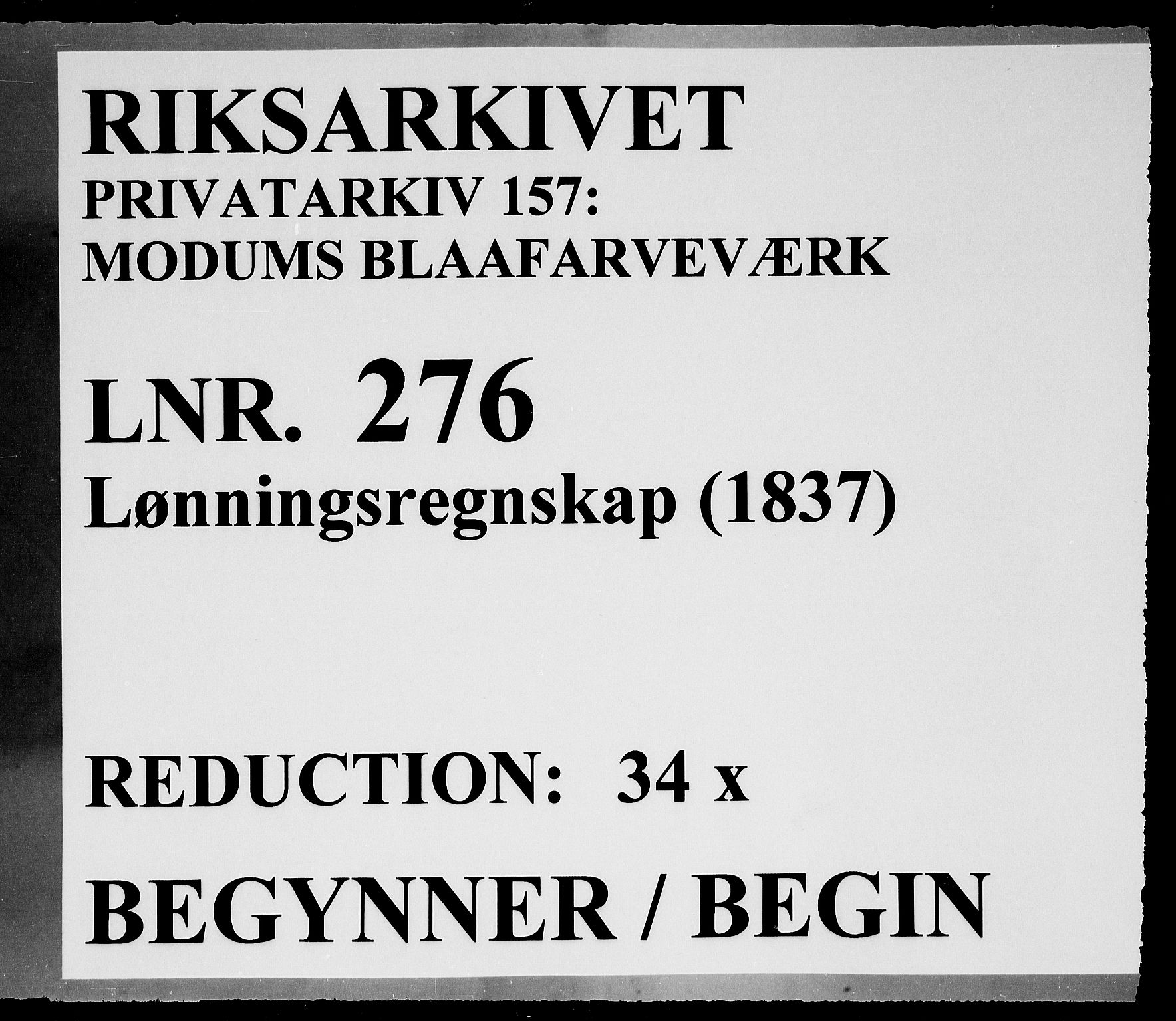 Modums Blaafarveværk, RA/PA-0157/G/Gd/Gdd/L0276/0001: -- / Lønningsregnskap, 1837, p. 1