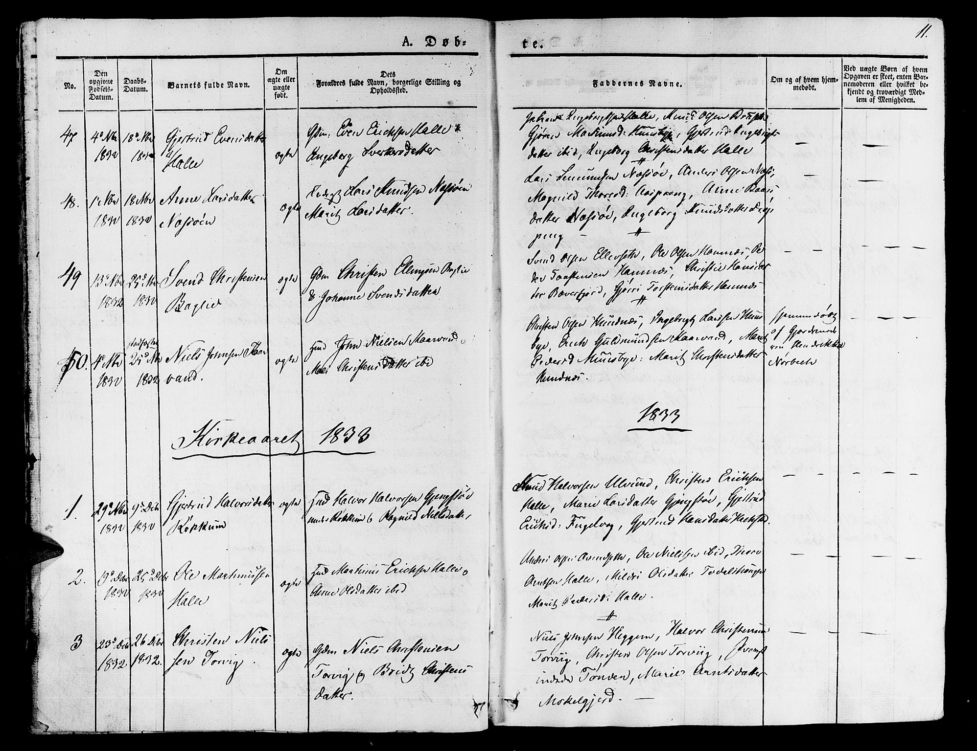 Ministerialprotokoller, klokkerbøker og fødselsregistre - Møre og Romsdal, AV/SAT-A-1454/592/L1024: Parish register (official) no. 592A03 /1, 1831-1849, p. 11