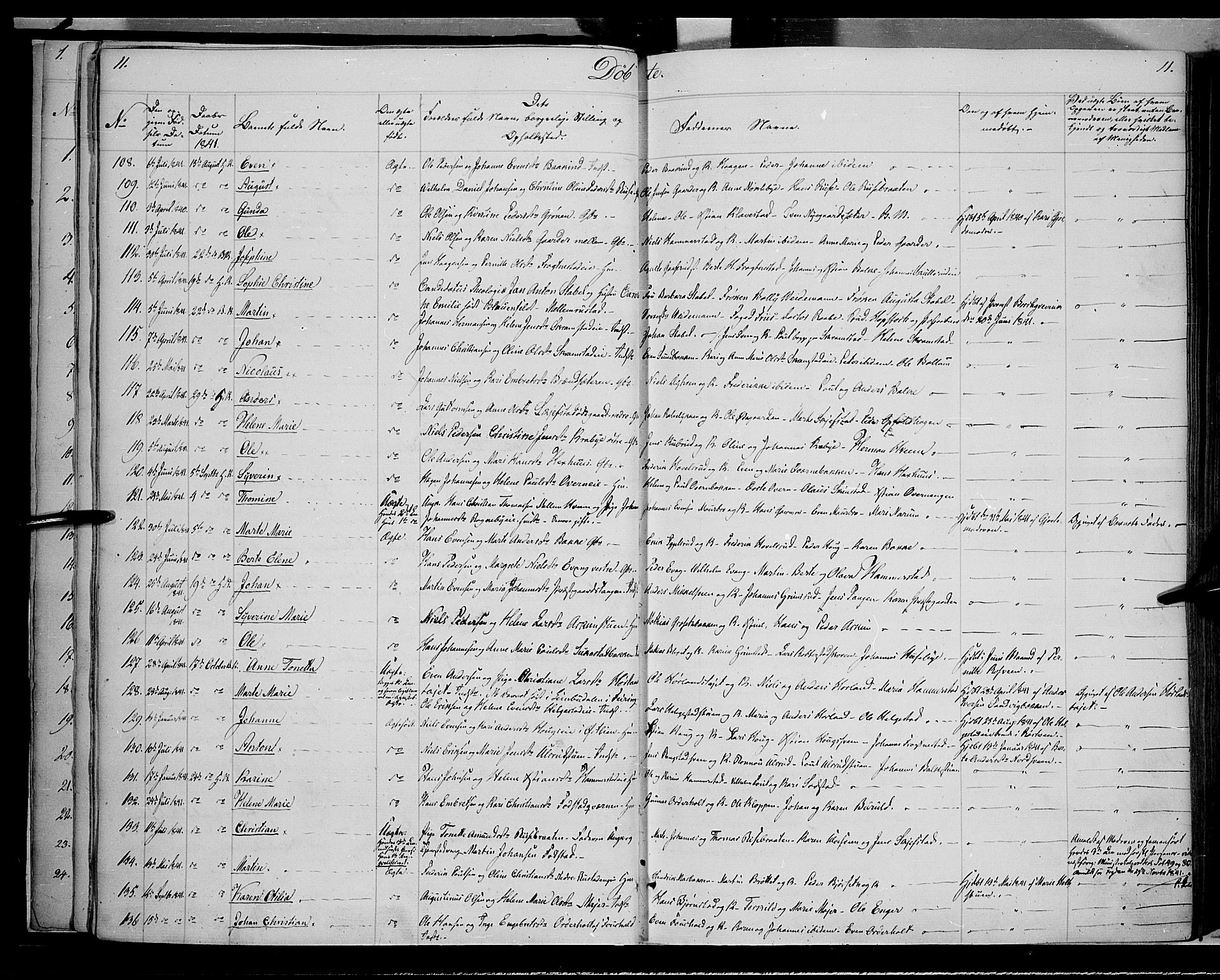Østre Toten prestekontor, SAH/PREST-104/H/Ha/Haa/L0002: Parish register (official) no. 2, 1840-1847, p. 11