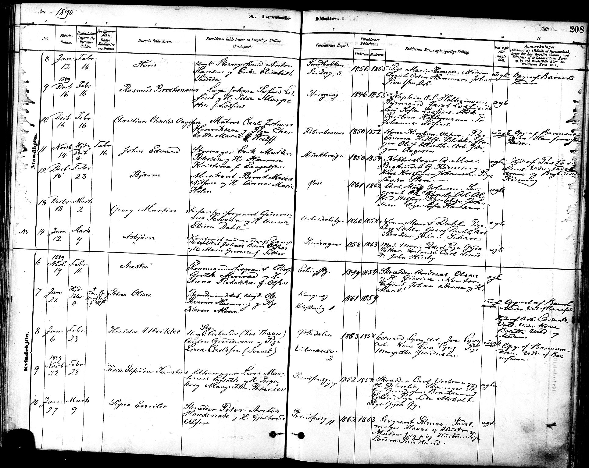 Ministerialprotokoller, klokkerbøker og fødselsregistre - Sør-Trøndelag, SAT/A-1456/601/L0057: Parish register (official) no. 601A25, 1877-1891, p. 208