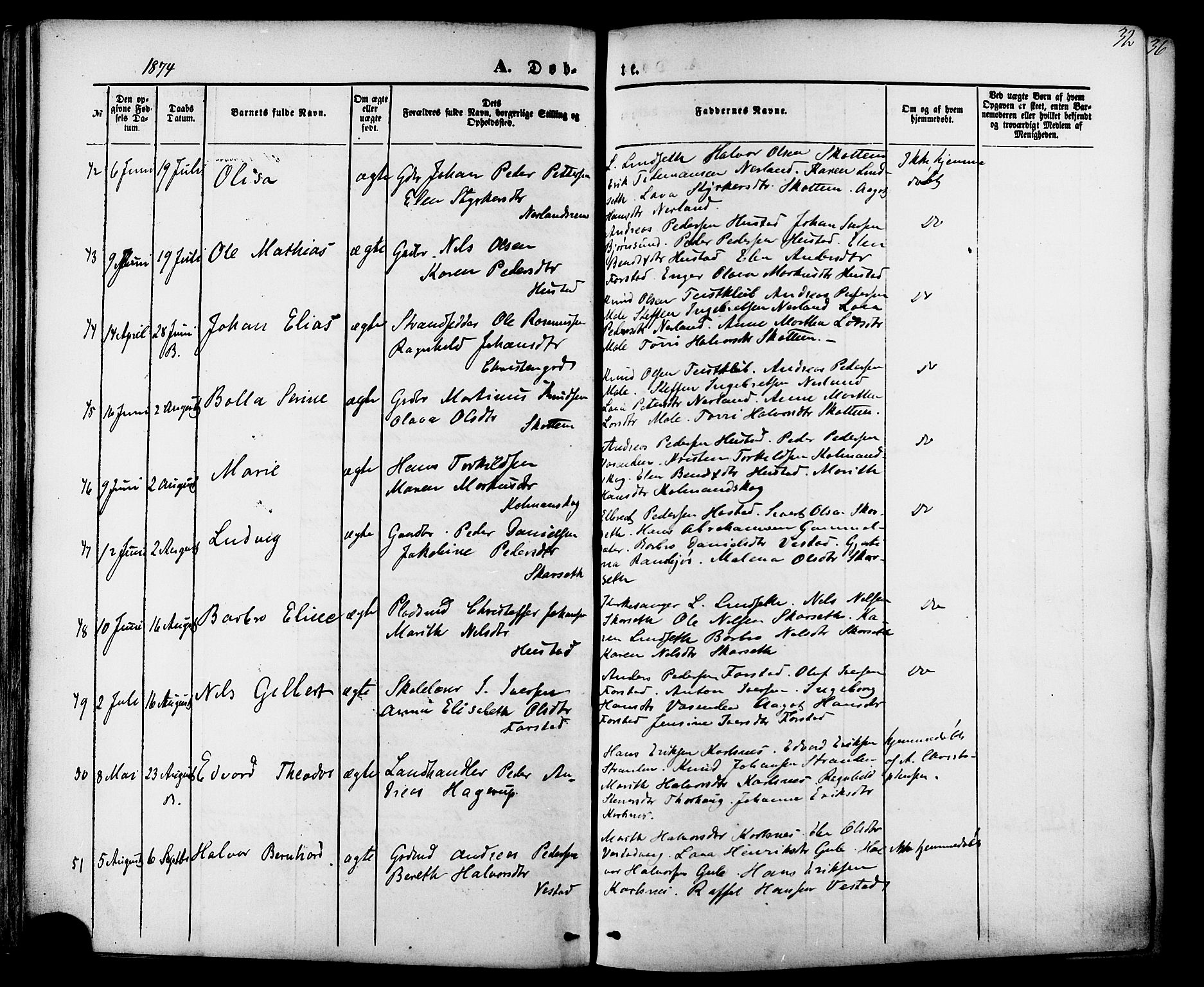 Ministerialprotokoller, klokkerbøker og fødselsregistre - Møre og Romsdal, AV/SAT-A-1454/566/L0768: Parish register (official) no. 566A07, 1869-1881, p. 32