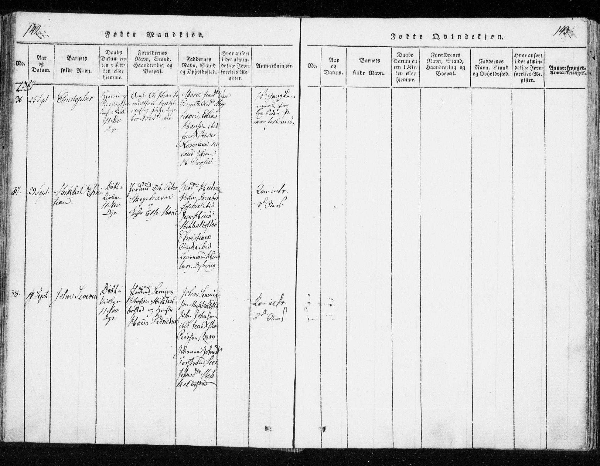 Tranøy sokneprestkontor, AV/SATØ-S-1313/I/Ia/Iaa/L0004kirke: Parish register (official) no. 4, 1820-1829, p. 142-143