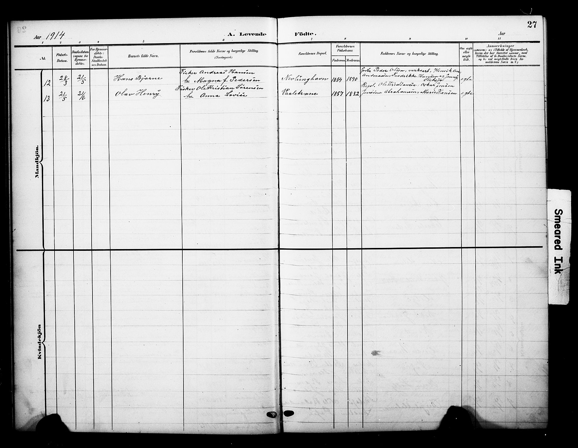 Brunlanes kirkebøker, AV/SAKO-A-342/G/Gb/L0003: Parish register (copy) no. II 3, 1903-1928, p. 27
