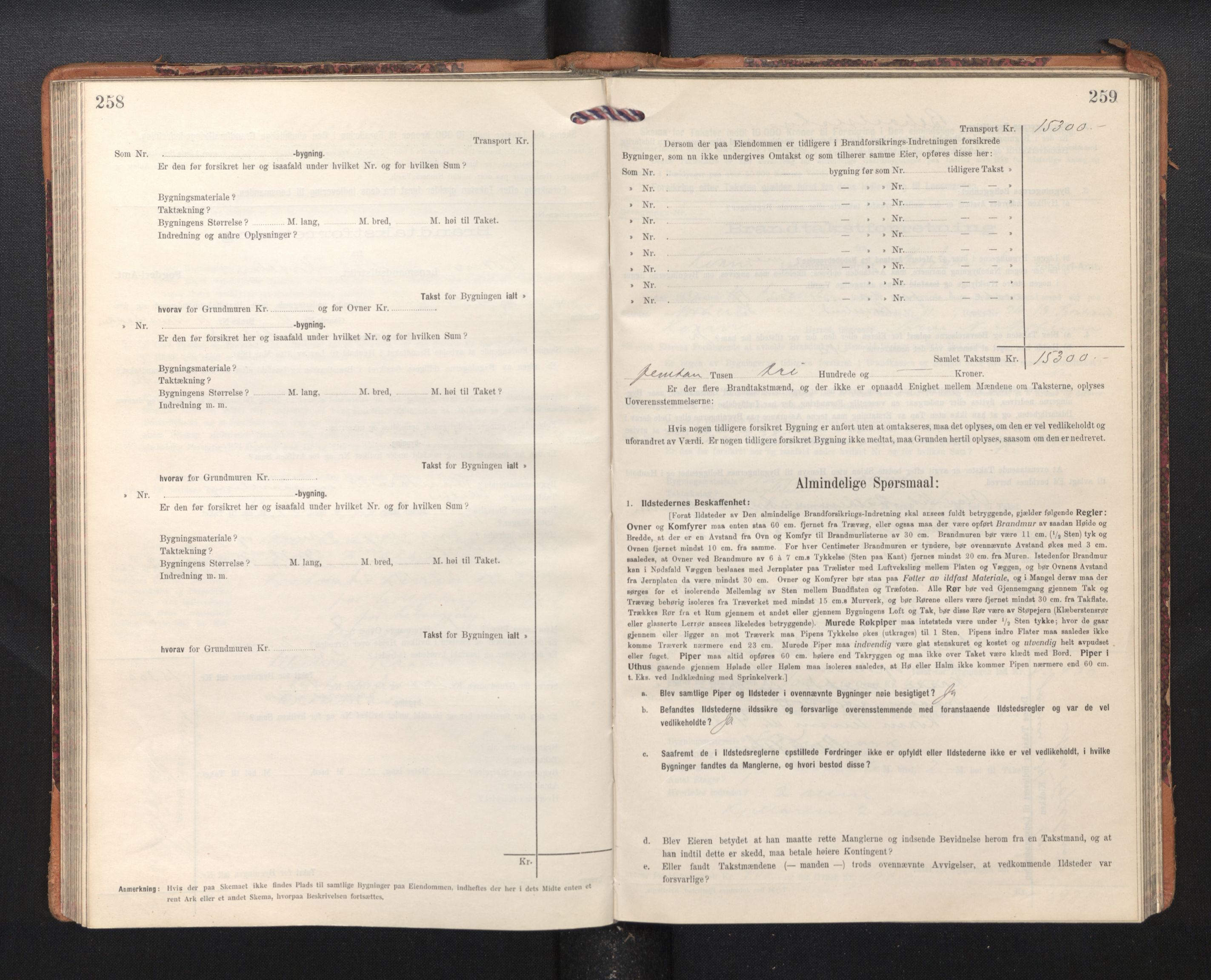 Lensmannen i Kvam, AV/SAB-A-33201/0012/L0006: Branntakstprotokoll, skjematakst, 1913-1955, p. 258-259