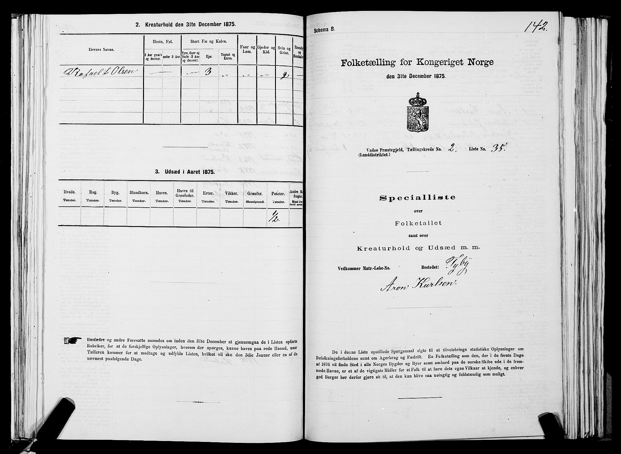 SATØ, 1875 census for 2029L Vadsø/Vadsø, 1875, p. 1142