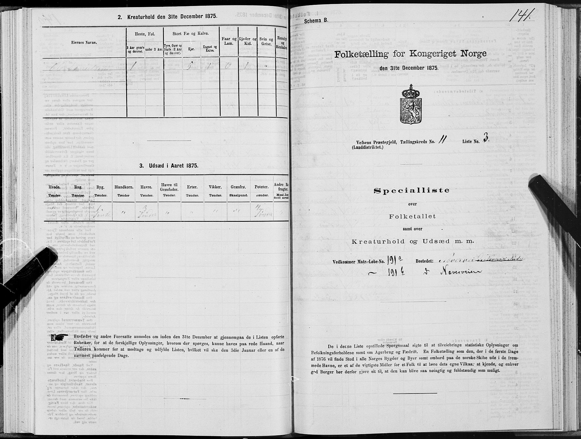 SAT, 1875 census for 1824L Vefsn/Vefsn, 1875, p. 3141